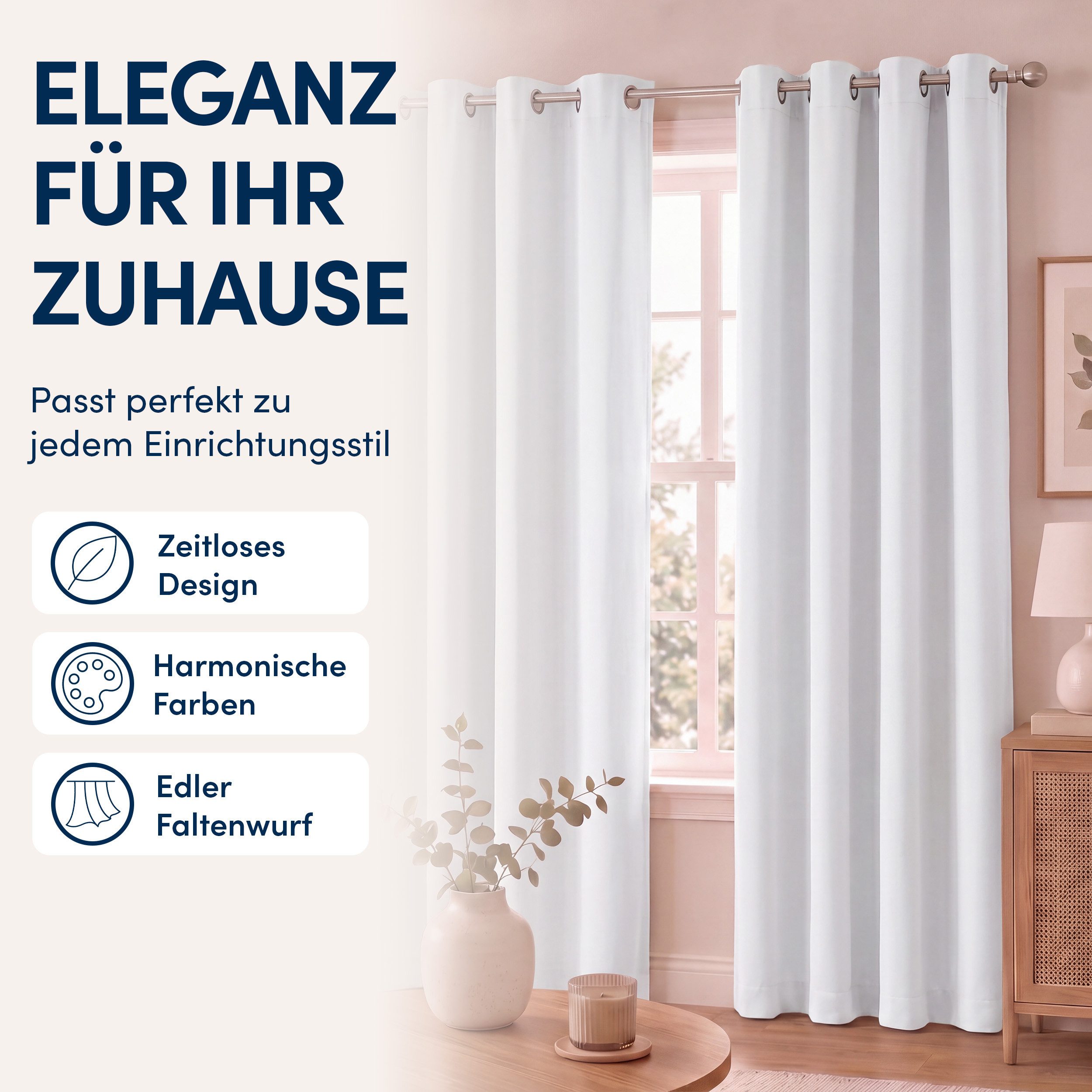 Stoffschmiede Gardine Blickdicht - Kräuselband & Ösen, Ösen – Bild 4 von 5