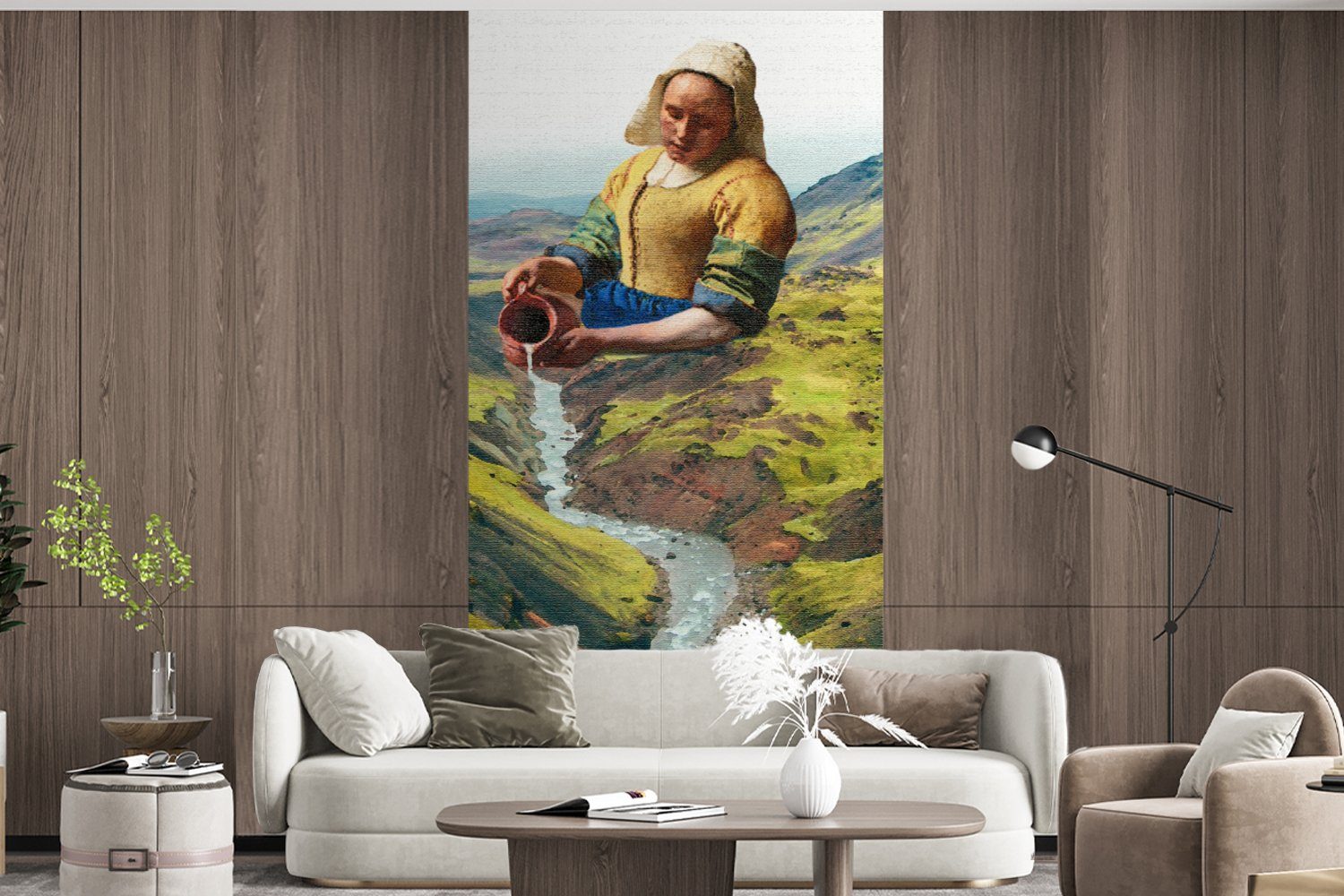 Vermeer, Schlafzimmer Wohnzimmer Fototapete - Matt, Fototapete Vliestapete für MuchoWow bedruckt, - Natur Milchmädchen St), Küche, (2