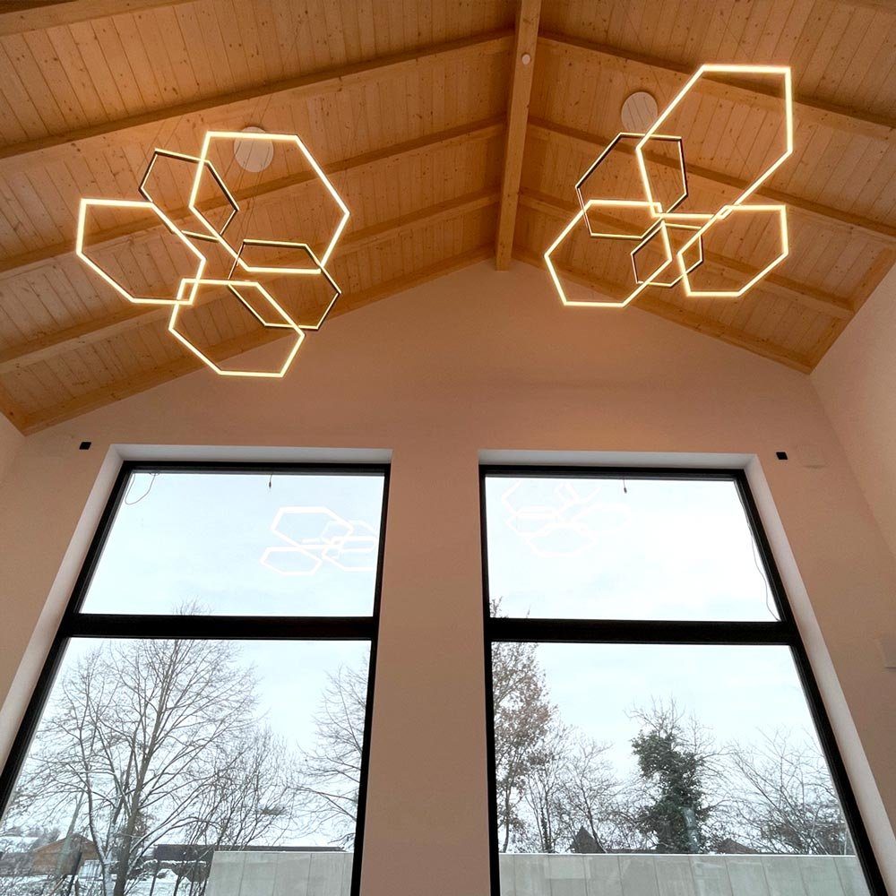 Hexa Direkt Aluminium, s.luce Indirekt Esstisch LED-Pendelleuchte eckige oder Warmweiß Pendelleuchte