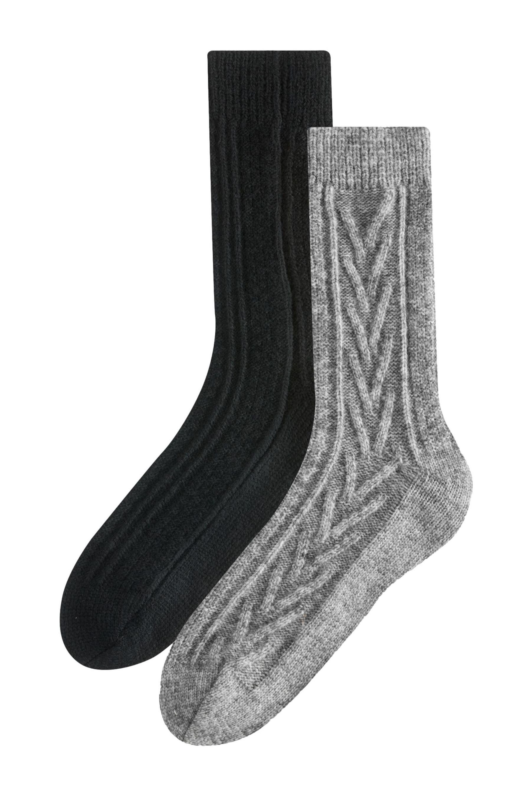 Thermosocken Dicke Stricksocken im Zopfmuster, 2er-Pack