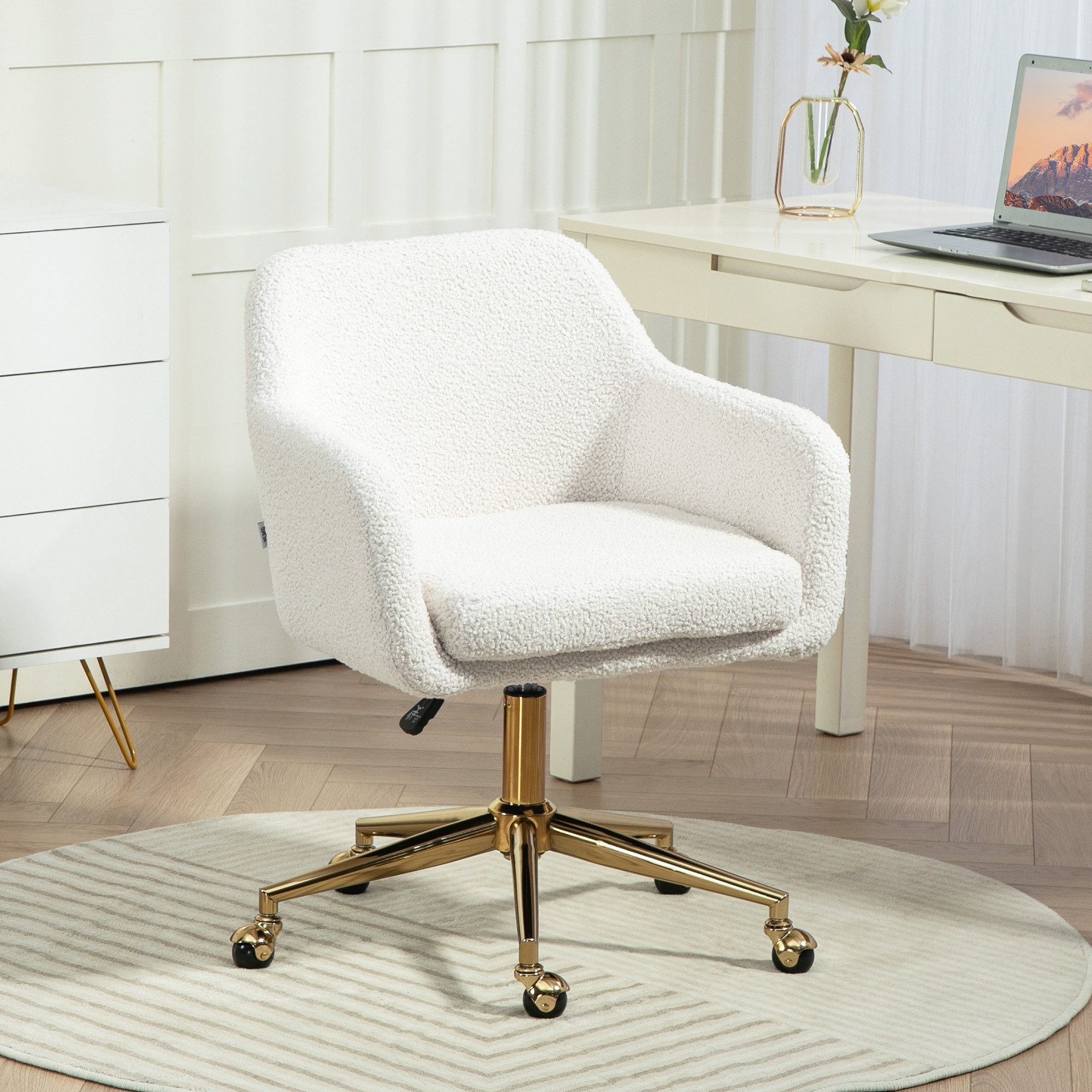 OKWISH Bürostuhl Sitzhöhe 49,5-58,5 cm, drehbar, Samtoptik, höhenverstellbar (Schreibtischstuhl & Relaxsessel mit Stahlrahmen, 1 St), Drehstuhl für Büro, Arbeitszimmer & Homeoffice, bequem & stilvoll