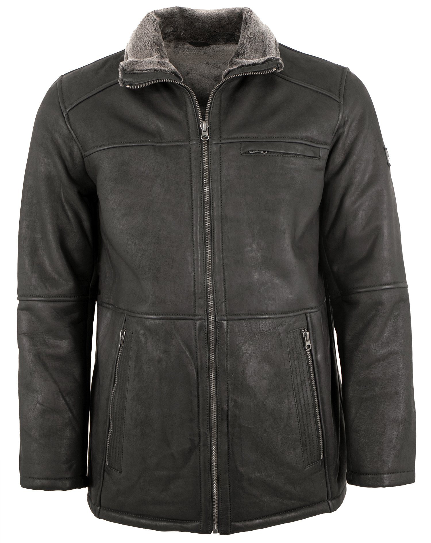 Redpoint Lederjacke Pietro/M Redpoint - Herren Echtleder Lederjacke Lammleder Kunstfell schwarz