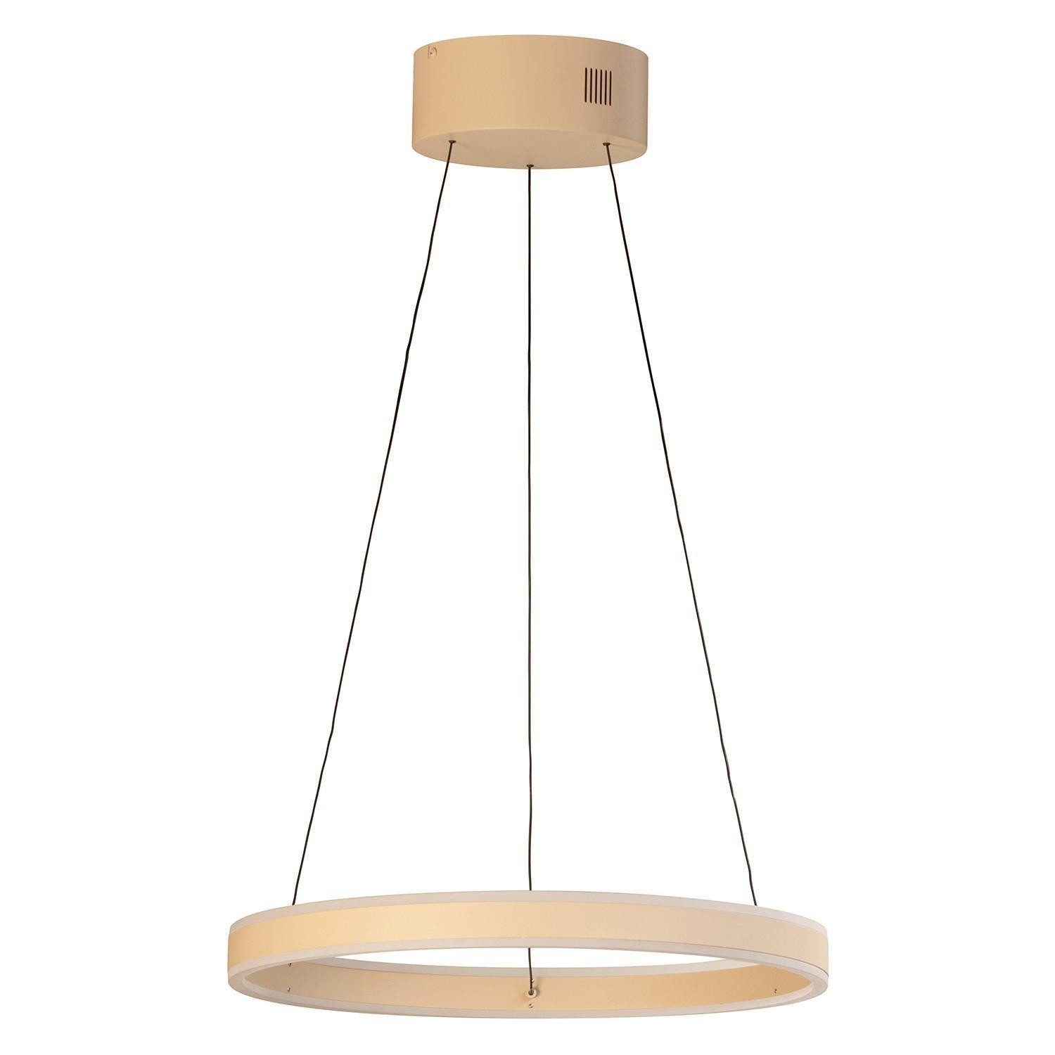 FISCHER & HONSEL LED Pendelleuchte SILVIO, Sandbraun, Metall, Acryl, Höhenverstellbar, Anpassung der Farbtemperatur, Dimmfunktion, LED fest integriert, Extra-Warmweiß, Neutralweiß, Tageslichtweiß, mit Fernbedienung, Ø 50 x H 180 cm