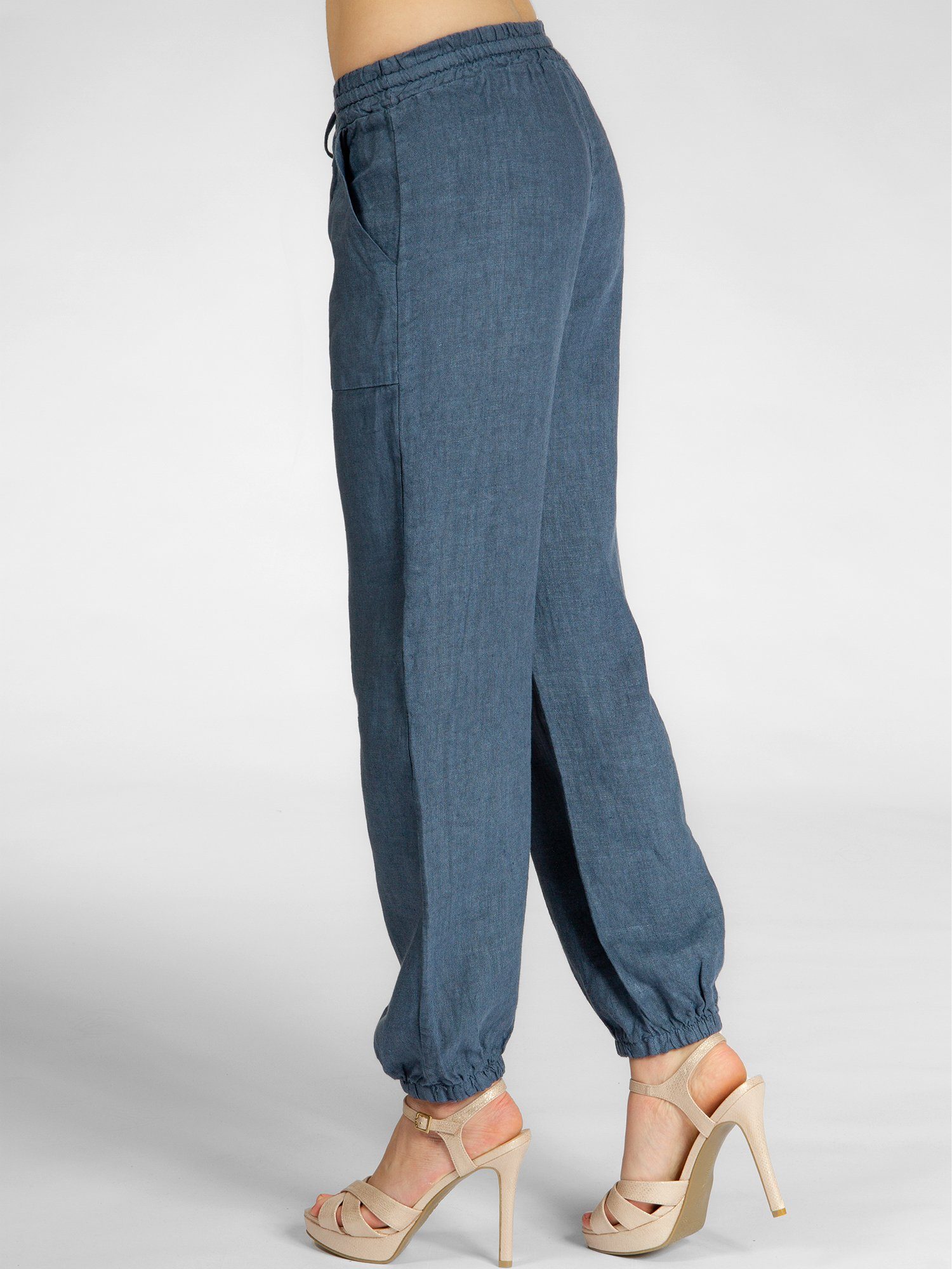 Caspar Damen blau jeans Sommer Leinenhose Leinenhose Casual KHS051 elegante
