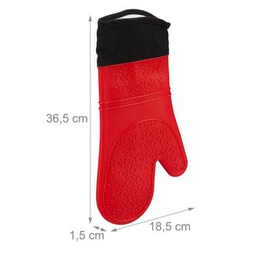 relaxdays Topfhandschuhe 10 Paar Ofenhandschuhe Silikon rot