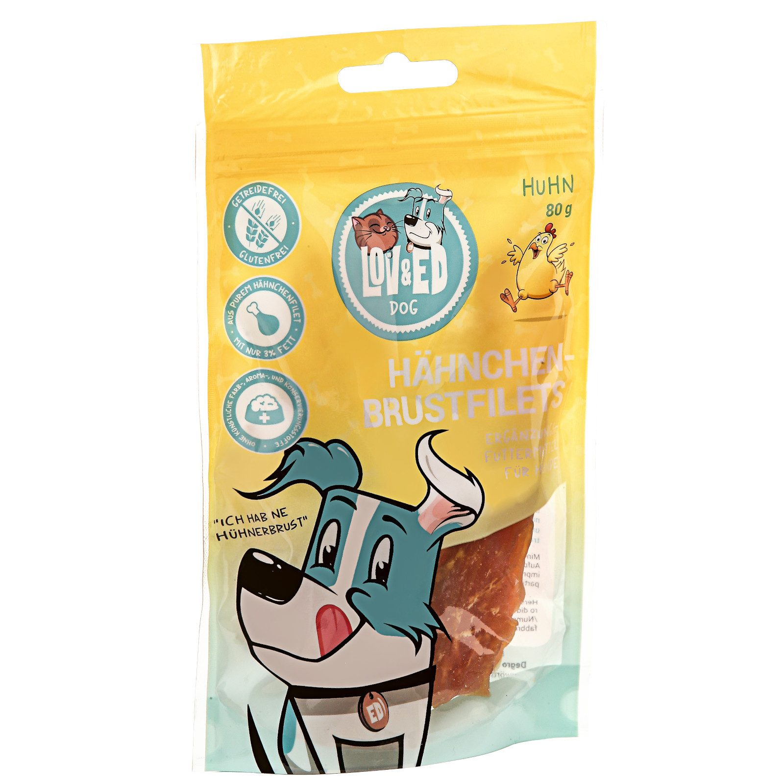 Lov&Ed Hähnchenbrustfilets für Hunde, 80 g, Snack für: Hund
