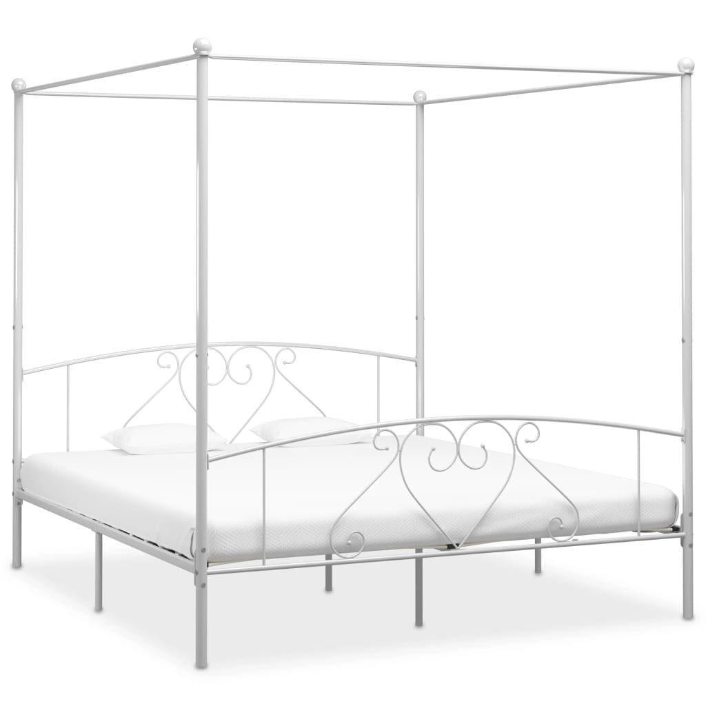 furnicato Bett Himmelbett-Gestell Weiß Metall 180 x 200 cm