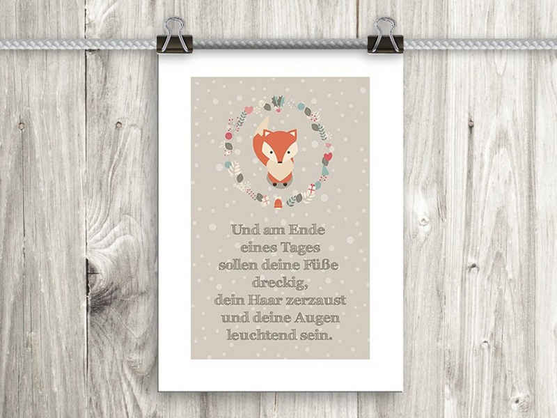 artissimo Poster Poster mit Spruch DinA4 Fuchs Kinderzimmer-Deko Baby-Zimmer Kinderbild, Zitate und Sprüche: Kinder