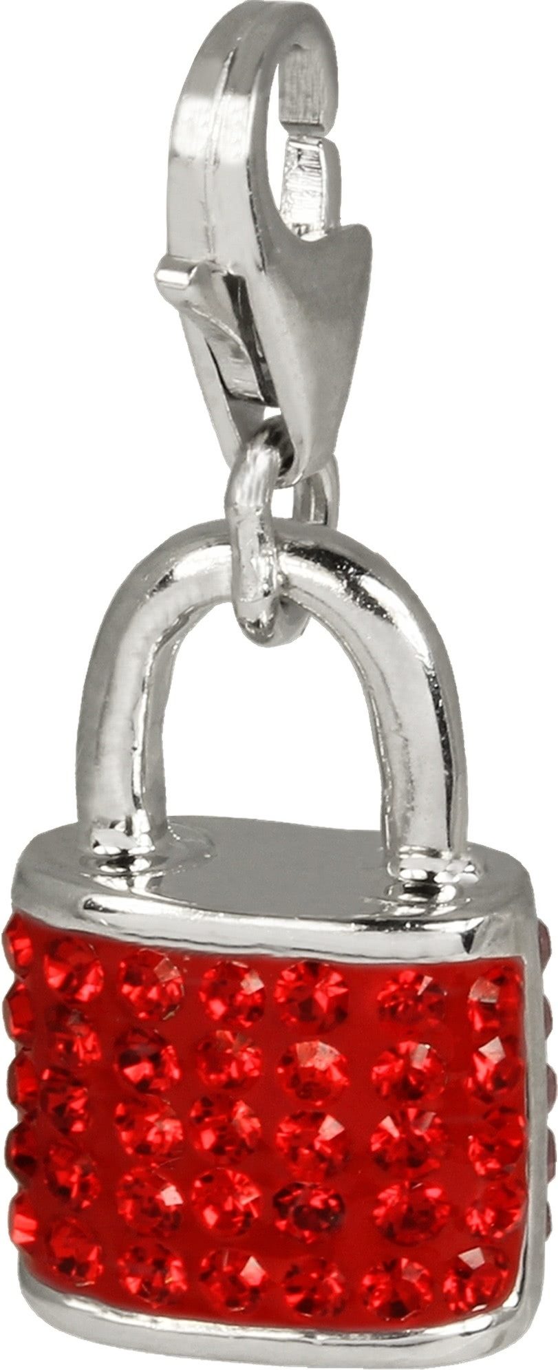 SilberDream Charm-Einhänger SilberDream rot Charm Schloss Zirkonia, Charmsanhänger Schloss, 925 Sterling Silber, Farbe: rot