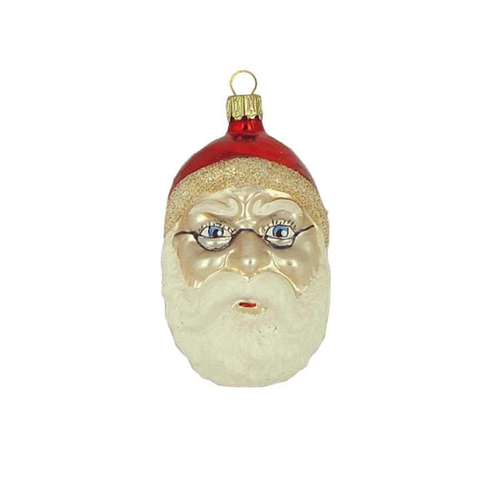 Haberland Glasschmuck Lauscha Christbaumschmuck Weihnachtsmannkopf mit Brille 9 cm Lauschaer Glas