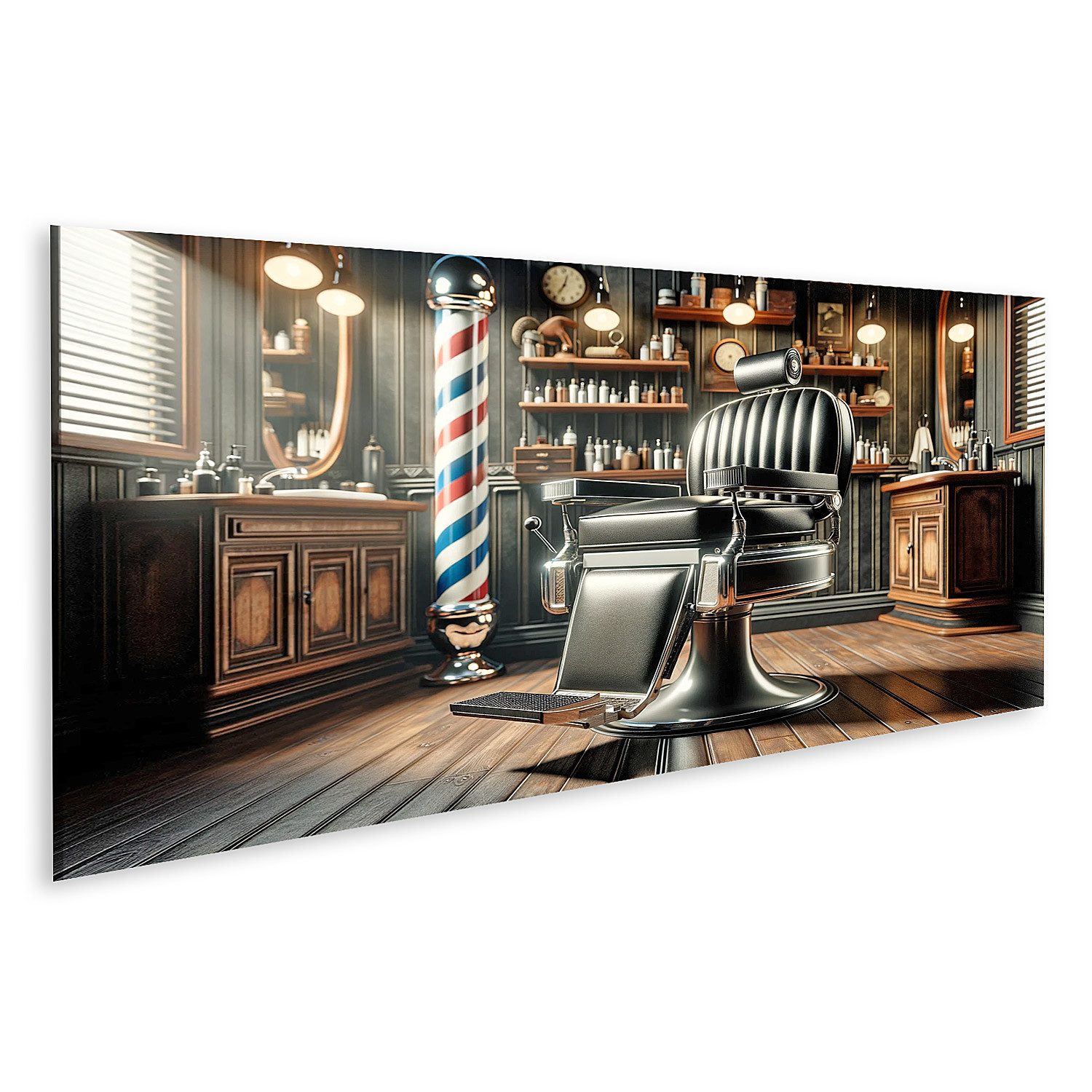 Leinwandbild Vintage-Barbershop antiker Friseurstuhl Friseur