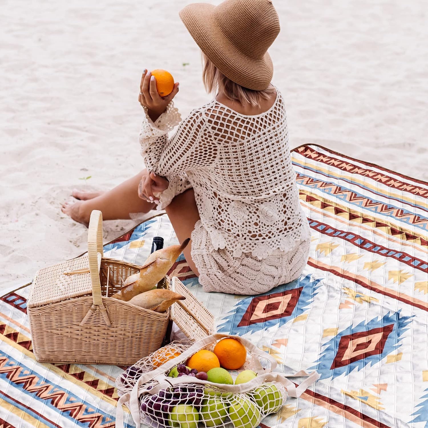 Picknickdecke Outdoor Picknickdecke 200x200cm, Tragbare Waschbar Strandunterlage, TUWENA