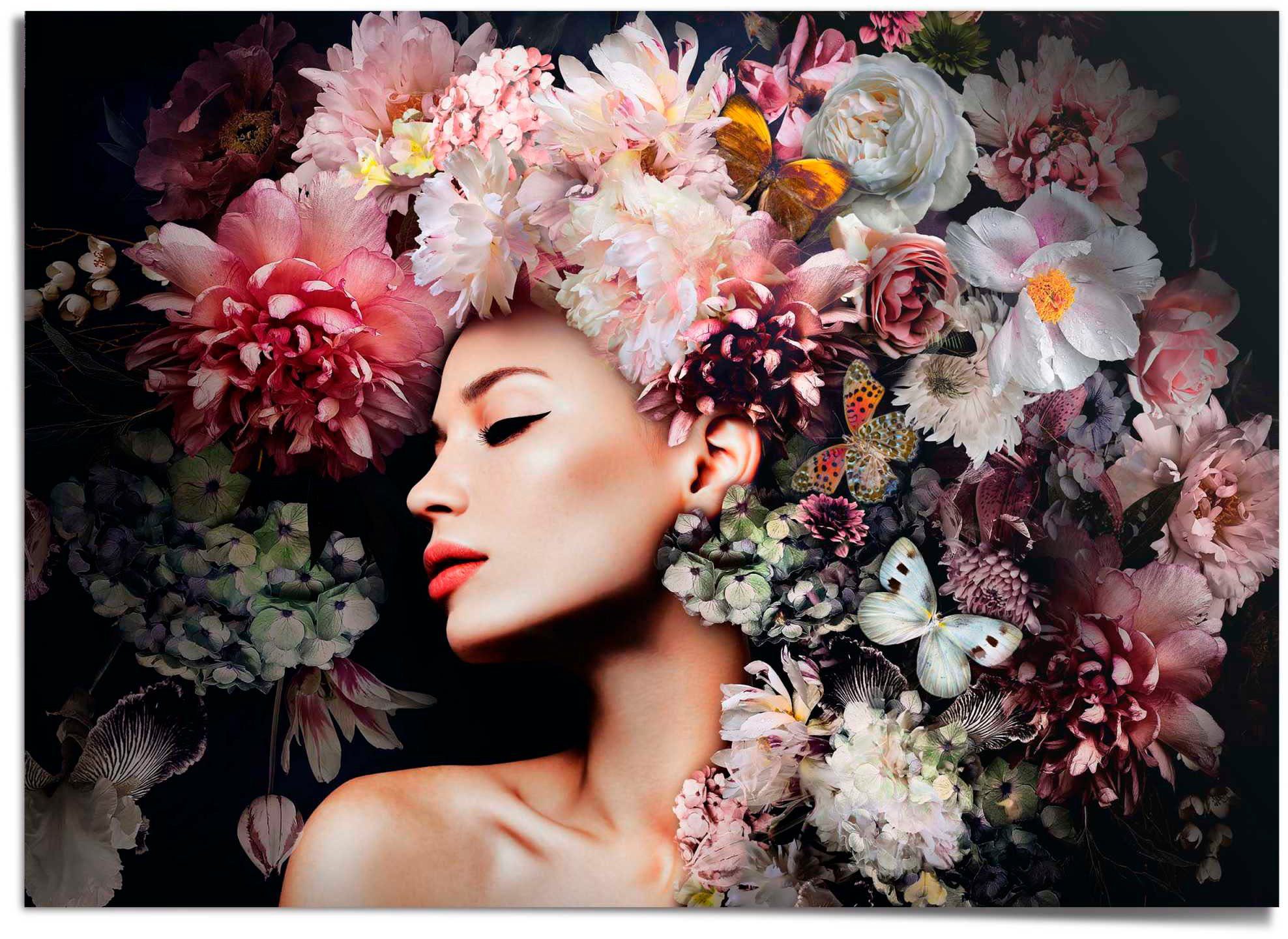 Poster Frau mit Blumenhut