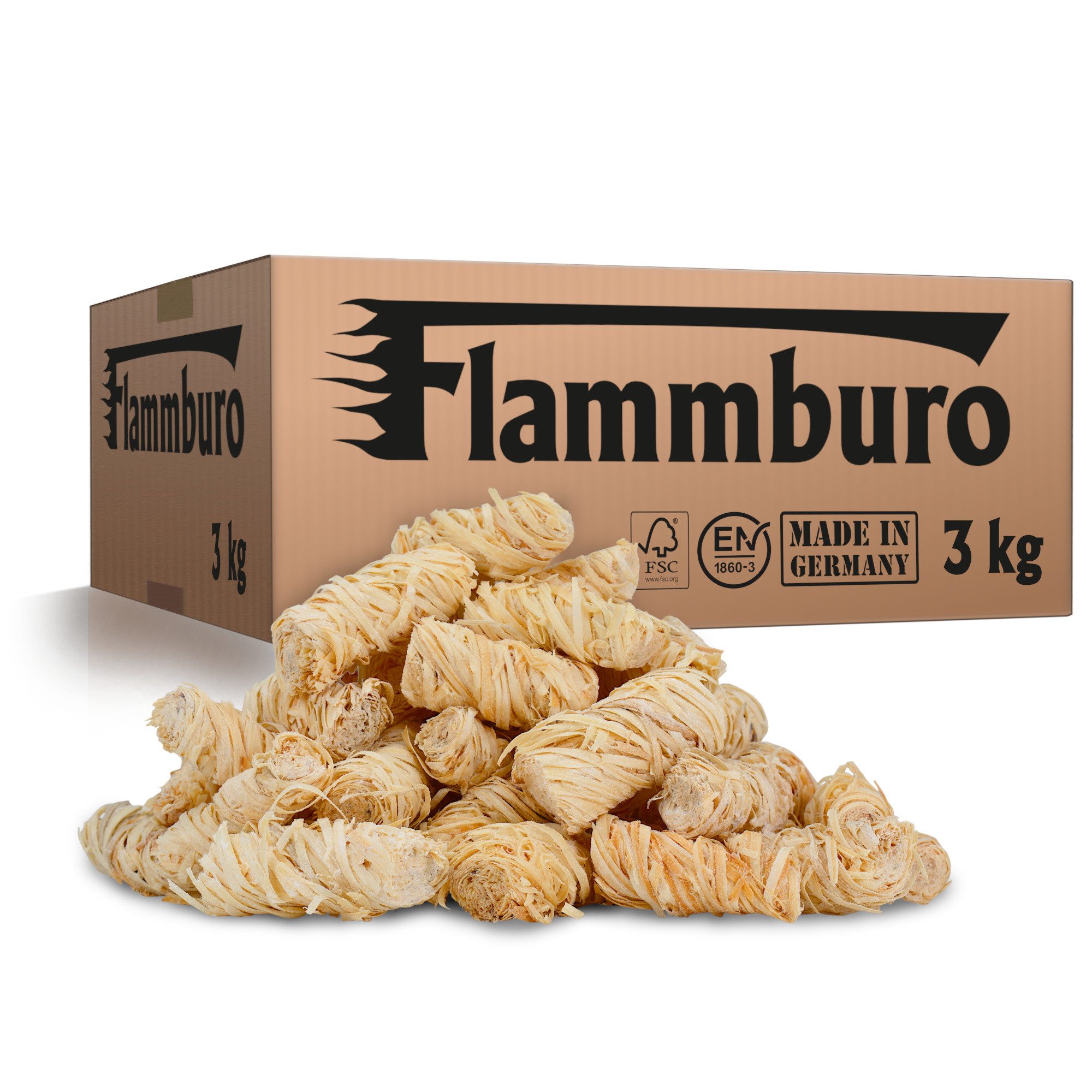 FLAMMBURO Гриль зажигалки Anzündwolle - Öko-Anzünder als Гриль зажигалки und Kaminanzünder, 3 kg, NACHHALTIGKEIT 100%: Produkt aus nachwachsenden Rohstoffen