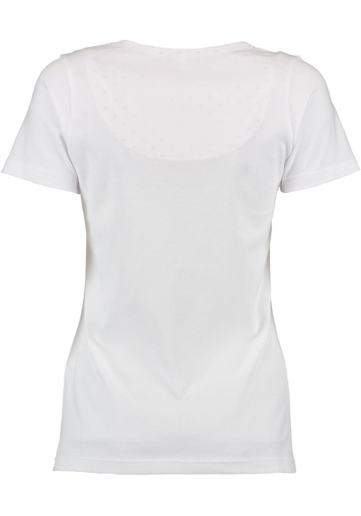 Trachtenshirt Brust T-Shirt Uginoy OS-Trachten der mit auf Strass-Hirsch weiß Kurzarm