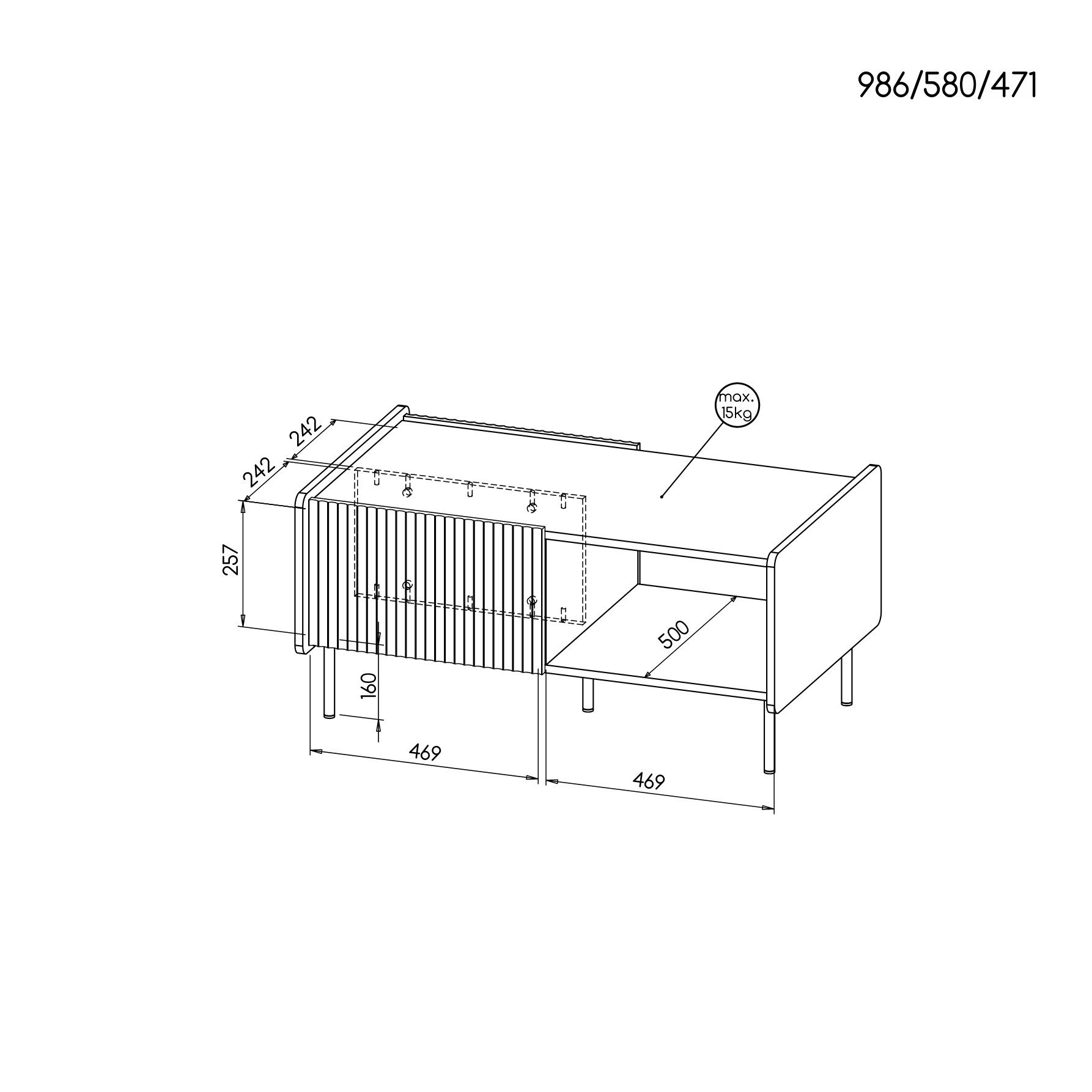 Beautysofa Couchtisch PIANO mit 2 Türen & 3 Einlegeböden (funktional & platzsparend, im modernen Stil), Breite: 99 cm