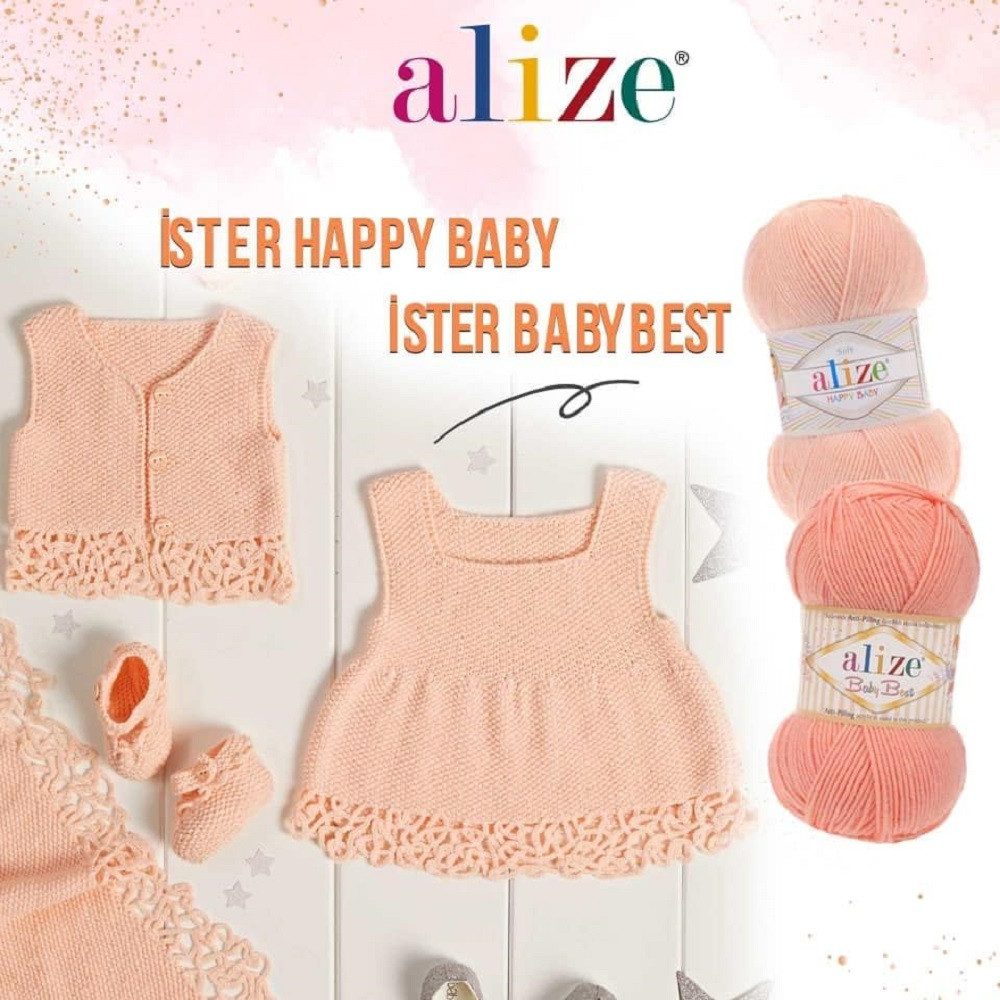 Alize 5 x ALIZE Baby Best 19 Water Green Häkelwolle, 240 m, Babywolle,Viskose,Anti-Pilling,Babygarn