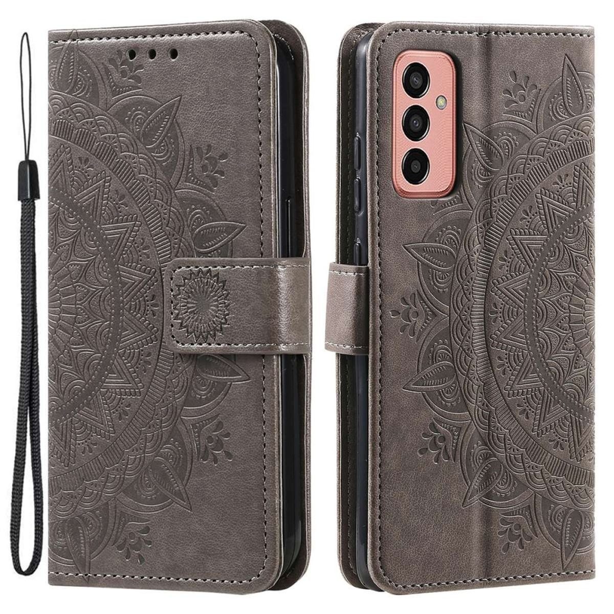 CoverKingz Handyhülle Hülle für Samsung Galaxy A14 4G/5G Handyhülle Flip Case Cover Etui 16,72cm (6,6 Zoll), Klapphülle Schutzhülle mit Kartenfach Schutztasche Motiv Mandala
