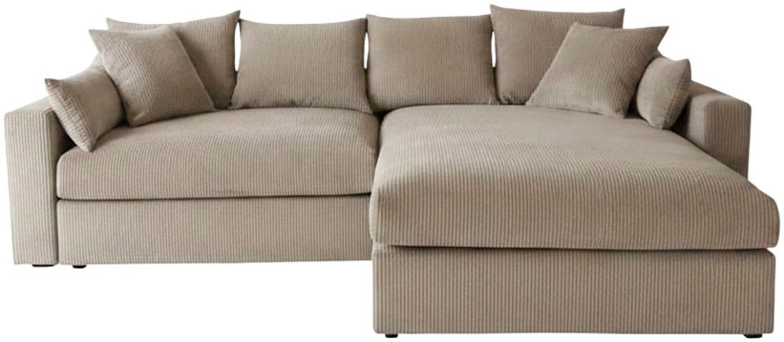 OTTO home Ecksofa Cosy Lounge L-Form, Breite 268 cm, Mega-Sofa mit Cordstoff bezogen, mit Federkern & 5 Zierkissen