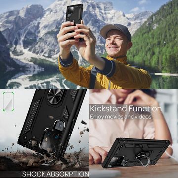 Nalia Smartphone-Hülle Samsung Galaxy S22 Ultra, Stoßfeste Military-Style Ring Hülle / Extrem Schützend / Outdoor Case