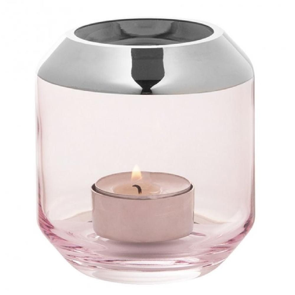 Fink Kerzenhalter Windlicht oder Vase Smilla mit Platinrand Hellrosa (9cm)