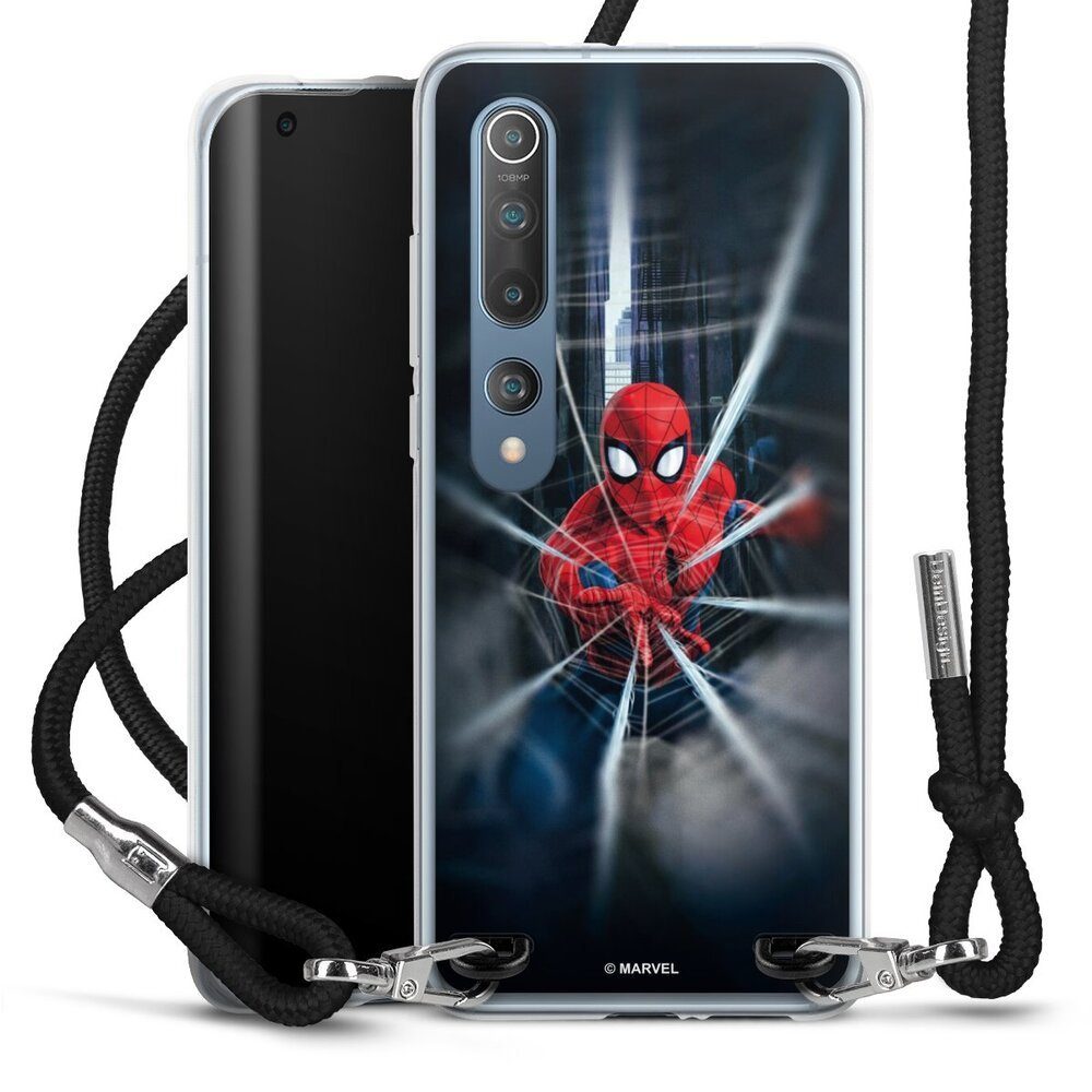 DeinDesign Handyhülle Marvel Spider-Man Kinofilm Spider-Man Webs In Action, Xiaomi Mi 10 Handykette Hülle mit Band Case zum Umhängen