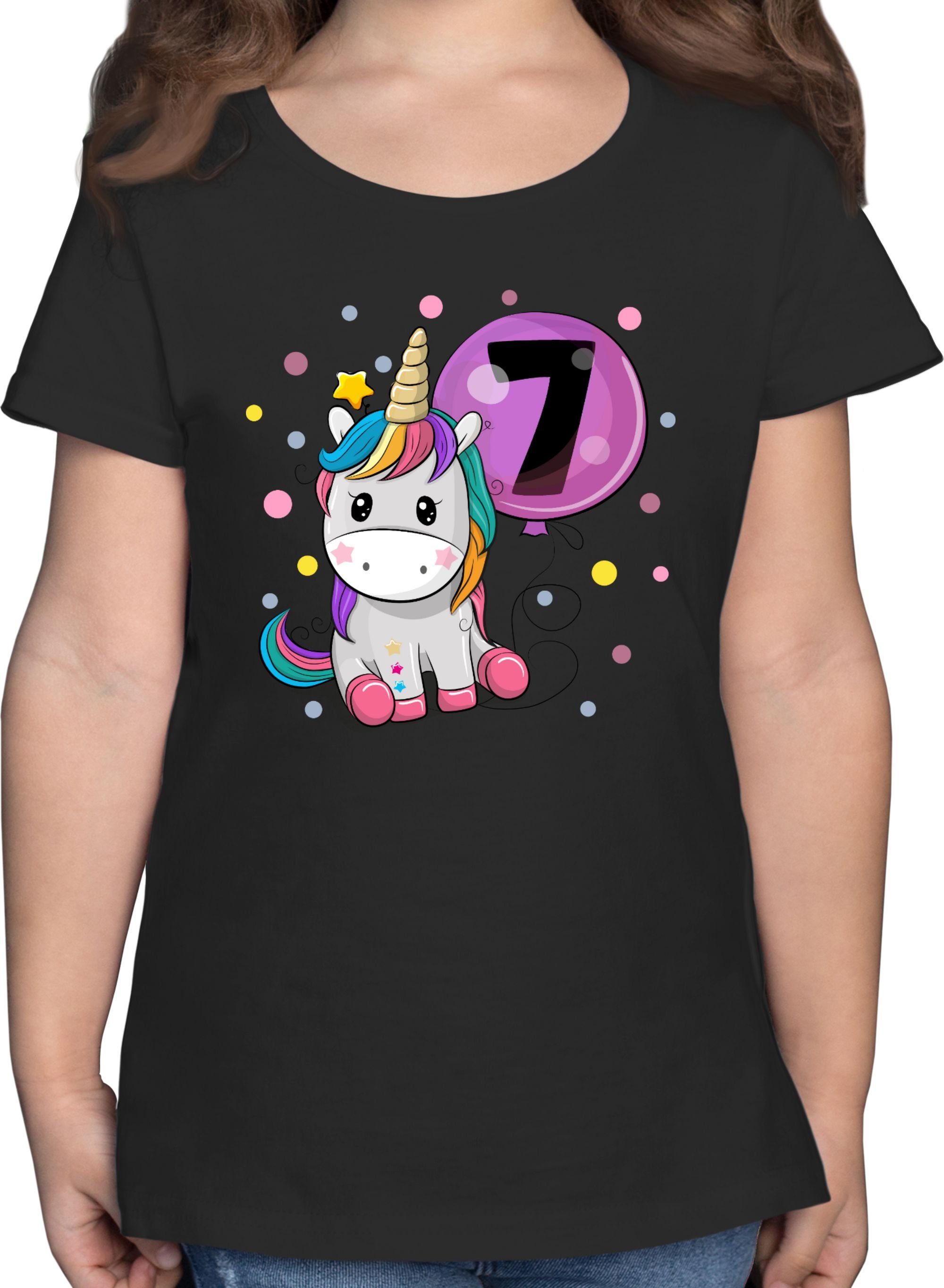 T-Shirt Einhorn 7 Geburtstag Mädchen Kindergeburtstag 7 Jahre