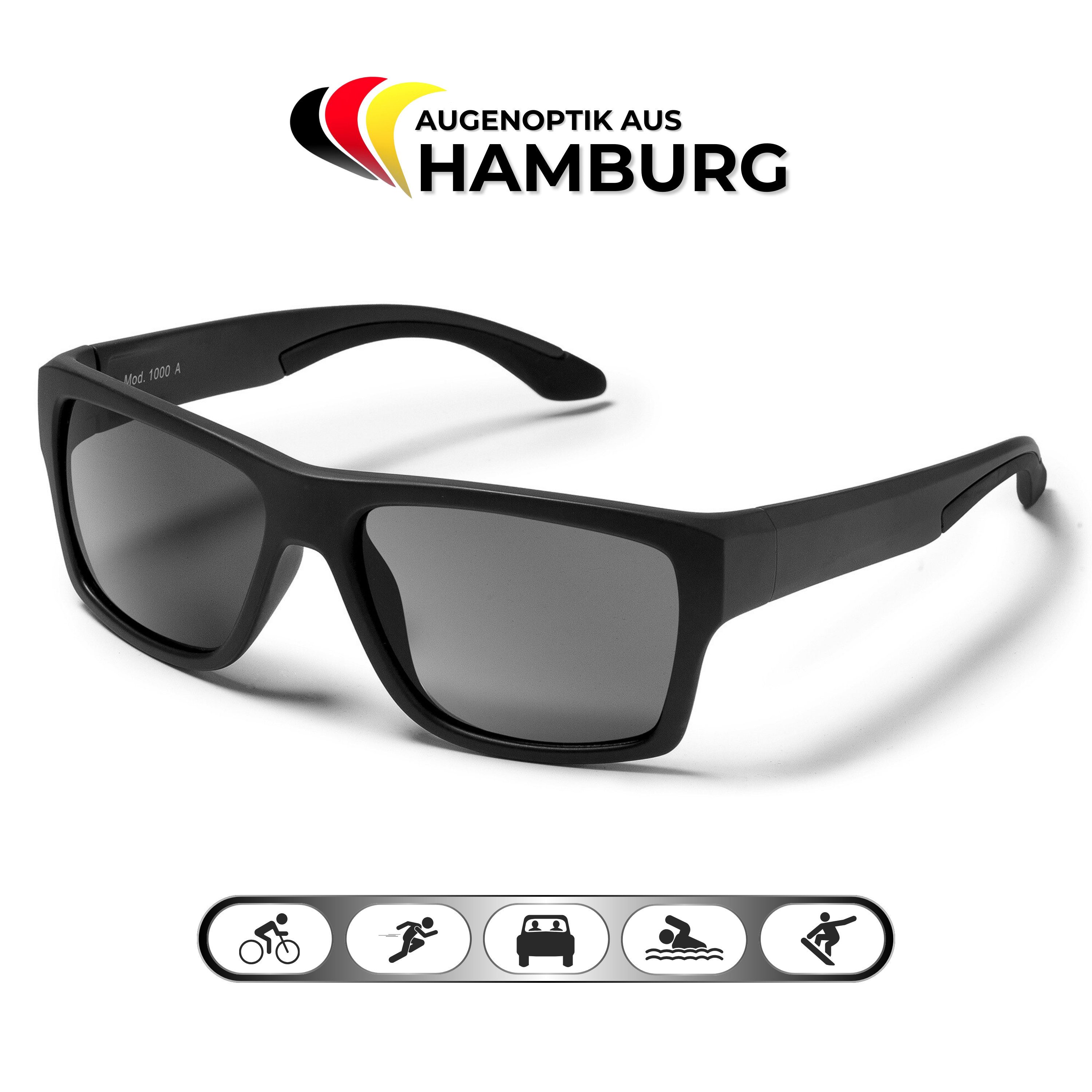 EyeAm Sonnenbrille, Polarisierte Gläser & Ultraleicht, Schwimmfähig, Sportbrille Modell: 1000