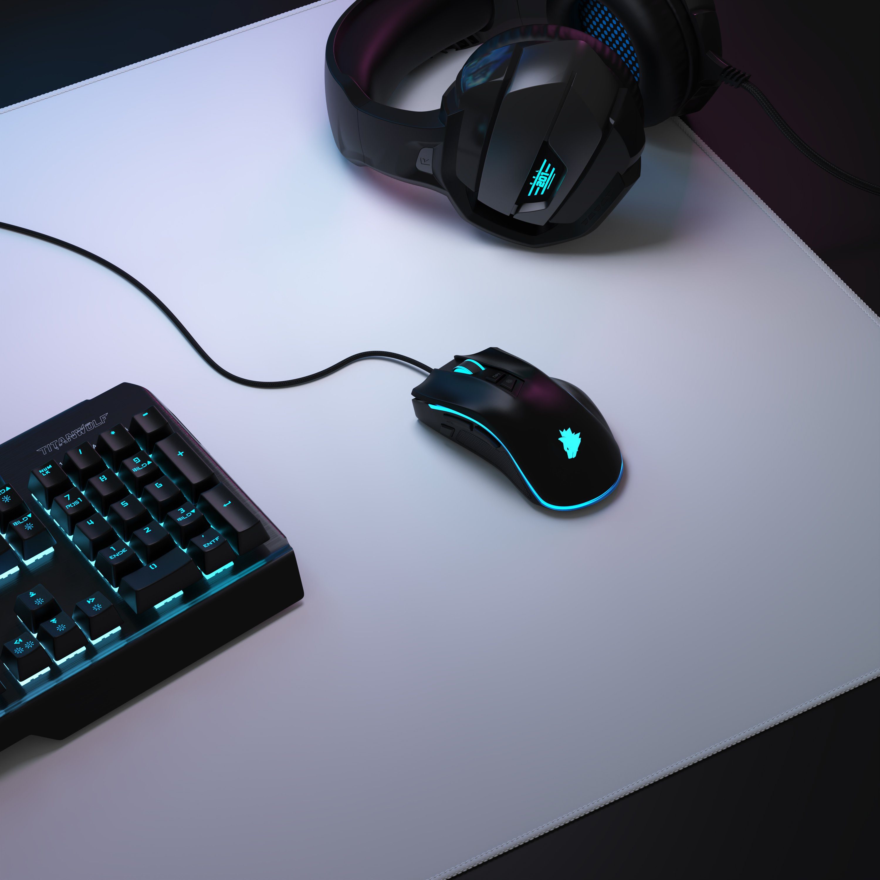 Titanwolf Gaming Mauspad XXXL Speed Mousepad 1200 x 600 x 3 mm, große Tischunterlage (1-St), rutschfest, abwaschbar, Geschwindigkeit & Präzision, weiß, Gaming – Bild 5 von 5