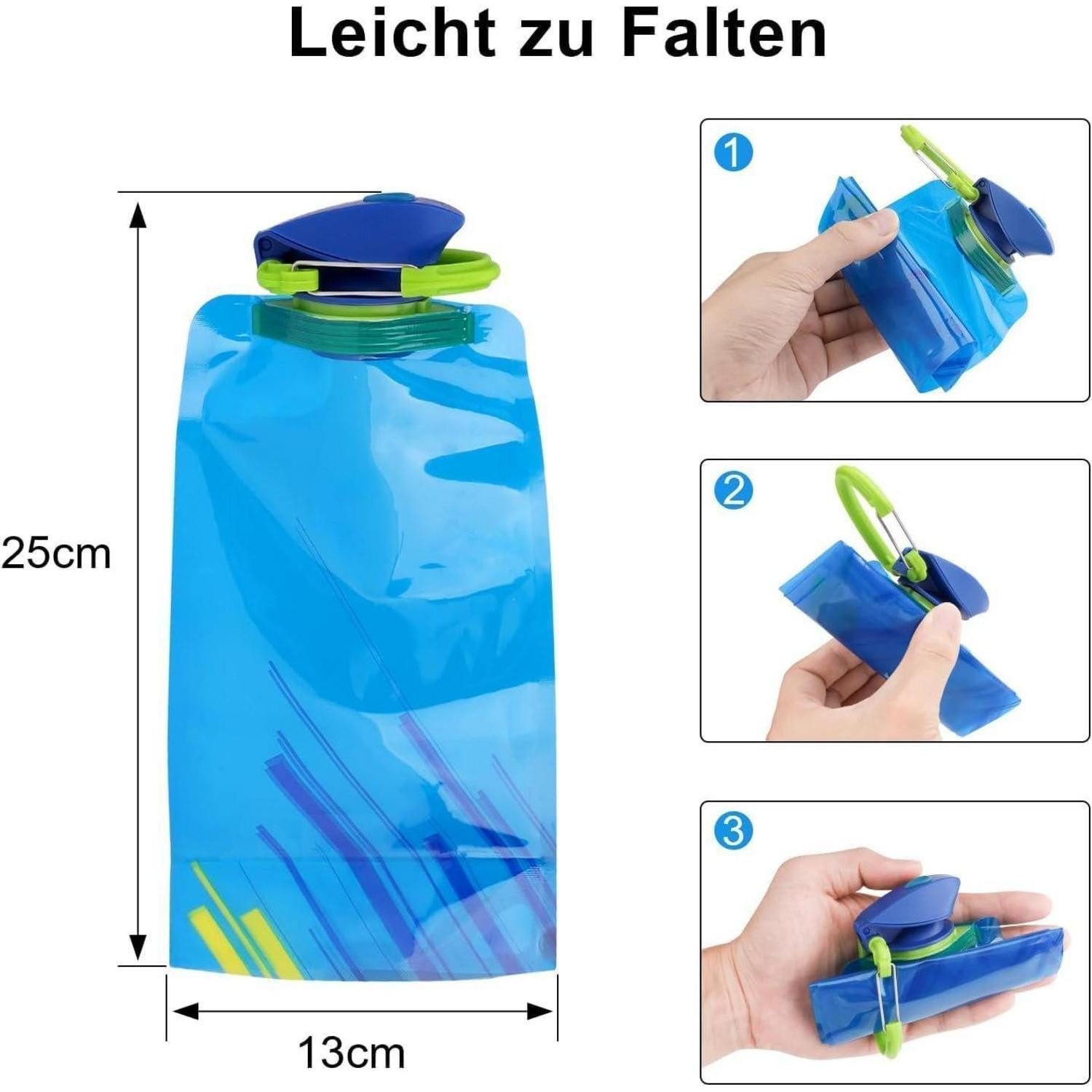 LuxusKollektion Trinkflasche Trinkflasche faltbar wiederverwendbar 2 Stück (Schwarz) 2 Stück