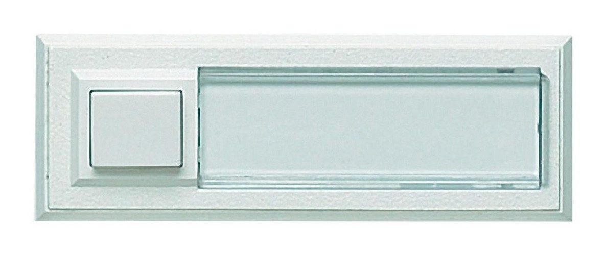 GROTHE Türklingelknopf, Kunststoff weiß Aufputz eckig mit Beleuchtung mit Namensschild 18 mm