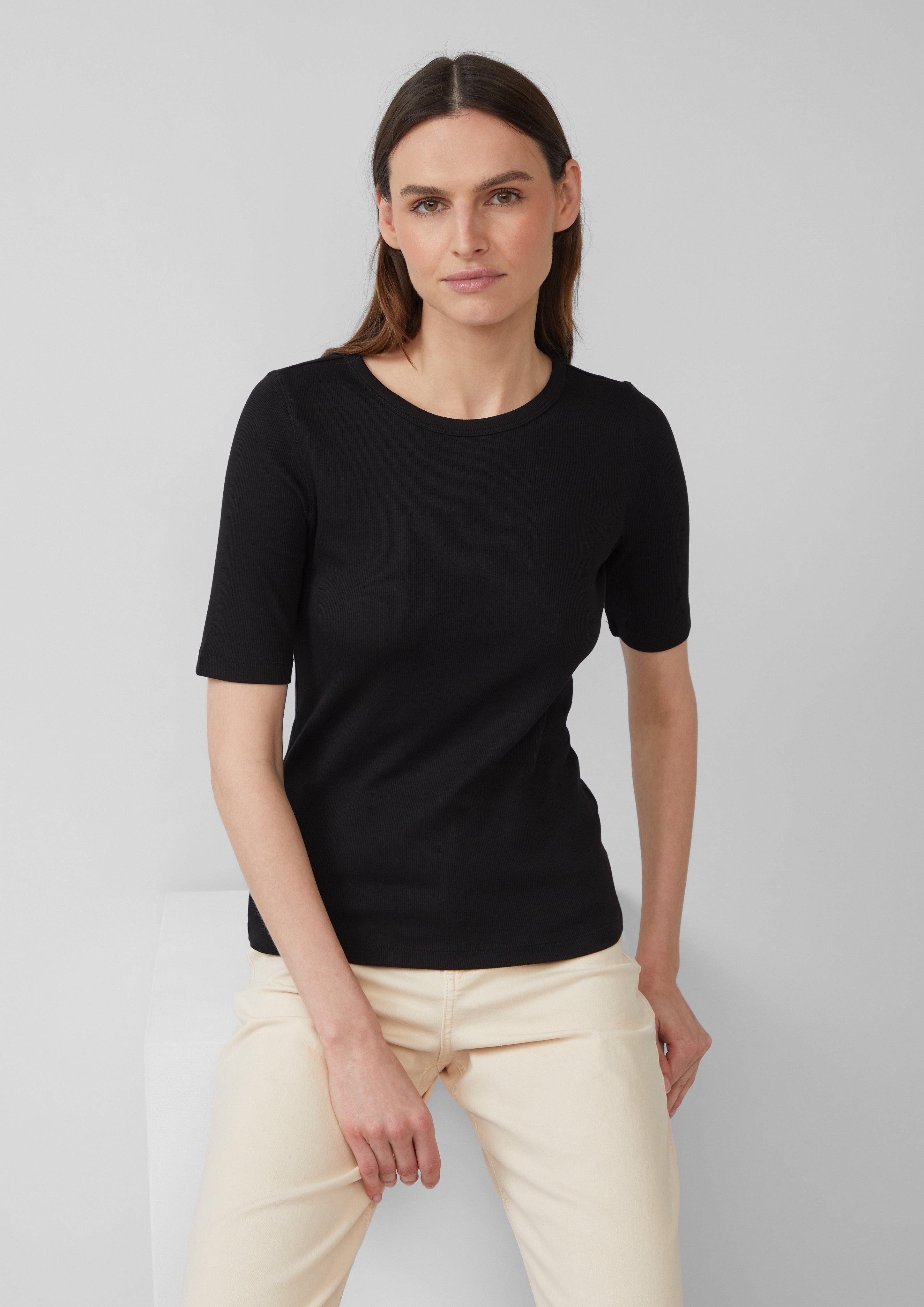 s.Oliver Kurzarmshirt Geripptes T-Shirt im Slim günstig online kaufen