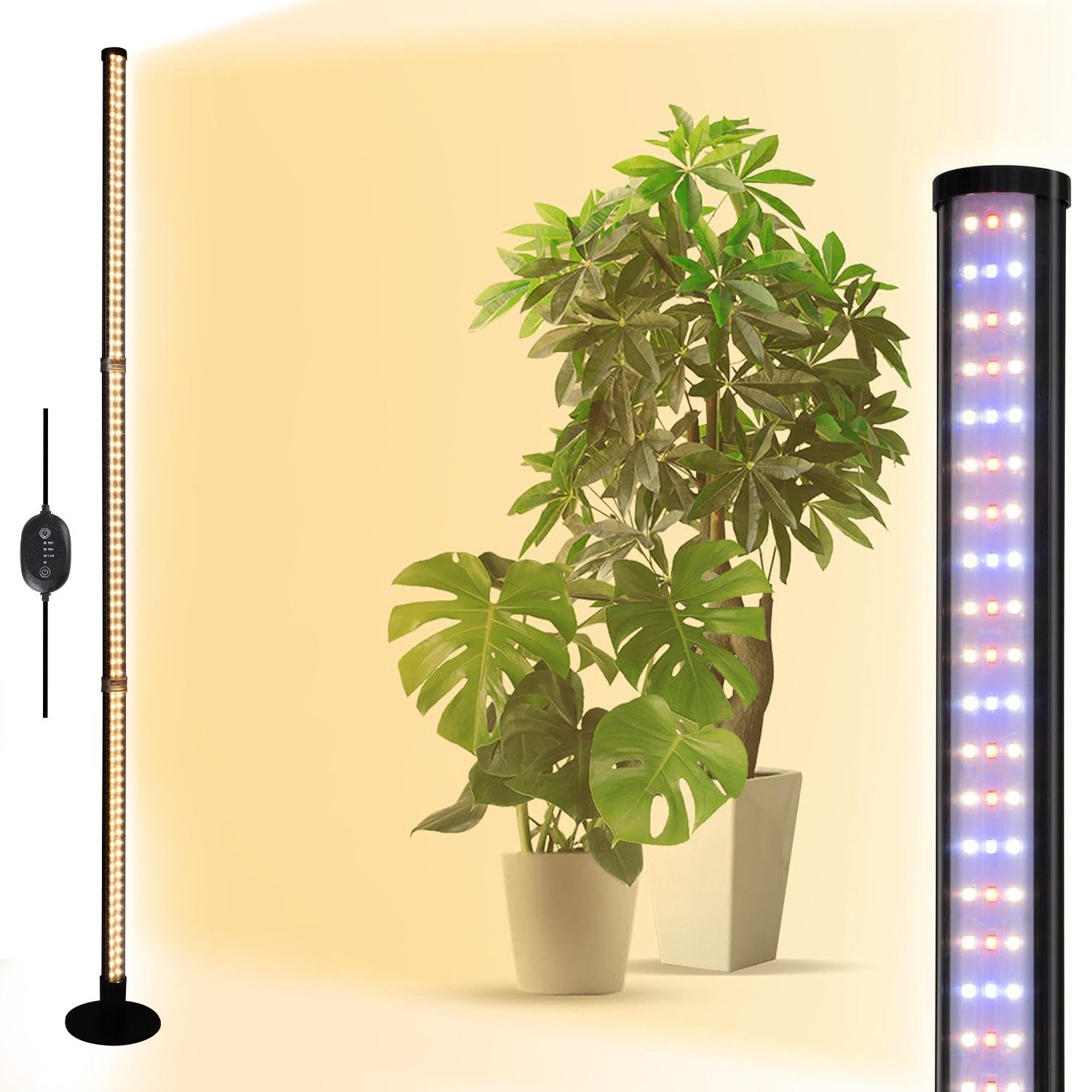 Jibenhome Pflanzenlampe LED Stehende Pflanzenlicht H40-122cm Wachstumslampe, mit 6/9/12H Timer,3 Farben,Volles Spektrum