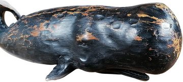 MichaelNoll Dekofigur Wal Walfisch Fisch Dekofigur Statue Skulptur Polyresin Modern - Maritime Deko für Wohnung in Holz-Optik - Dekoration für Wohnzimmer, Schlafzimmer oder Badezimmer - 47x16x15,5 cm