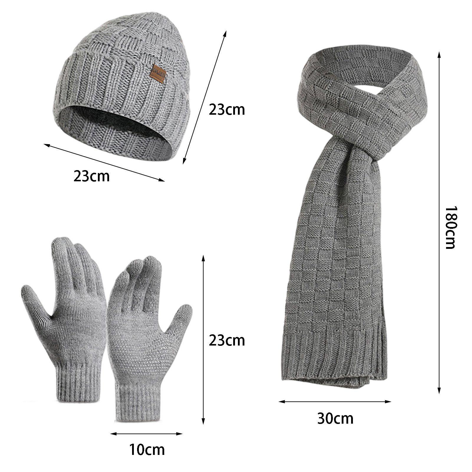 Außenbereich) für Set Handschuhe Schal für (Dreiteiliges, Rutaqian und und Winter Fleece-Set Strickmütze Mütze Weinrot den Warm kältebeständiges, Herren Damen warmes