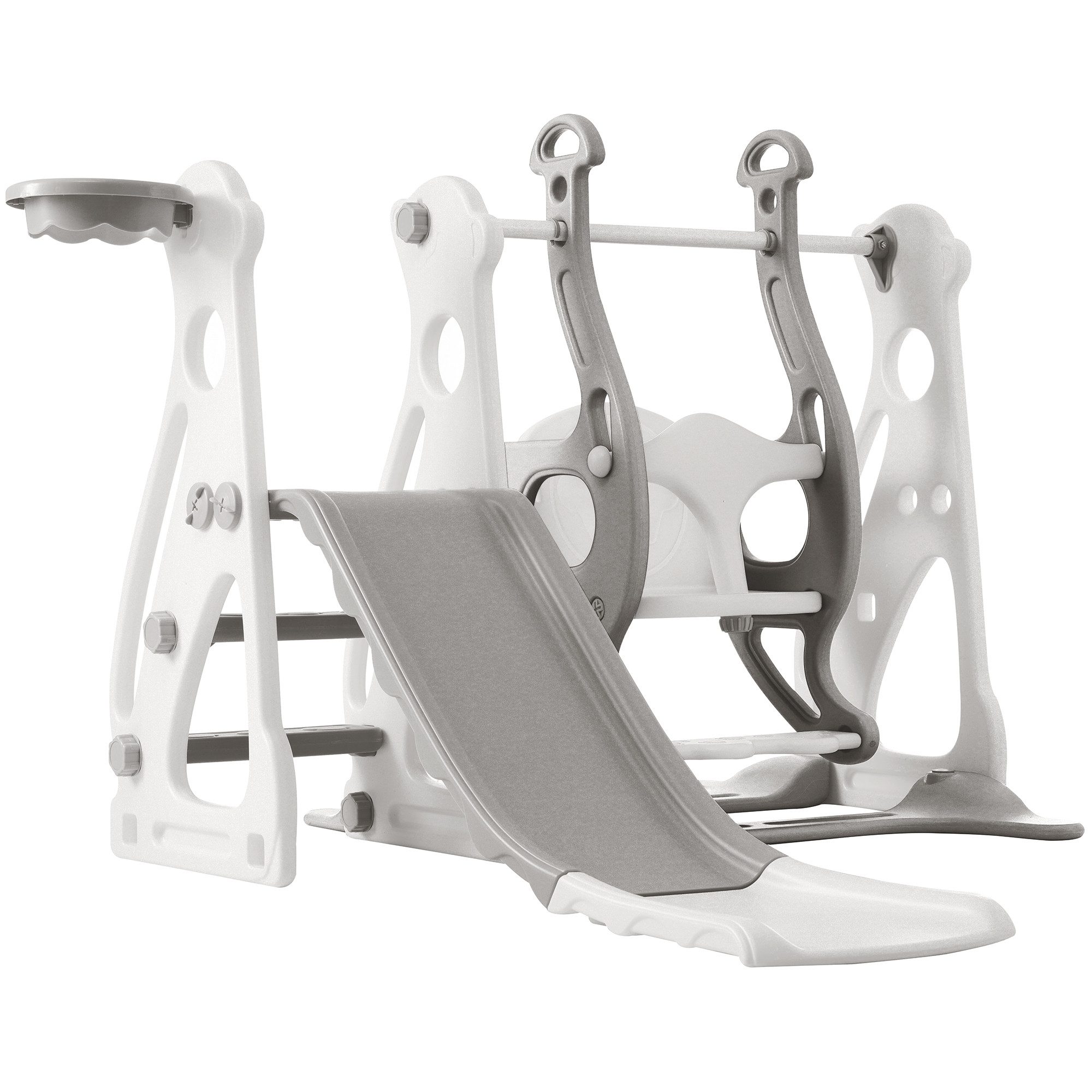 Rutaqian Indoor-Rutsche 4 in 1 Kinderrutsche für Outdoor & Indoor Rutsche, (mit Schaukel Basketballkorb Kletterleiter), Kinder Spielplatz Slide Gartenrutsche Kinderschaukel Rosa