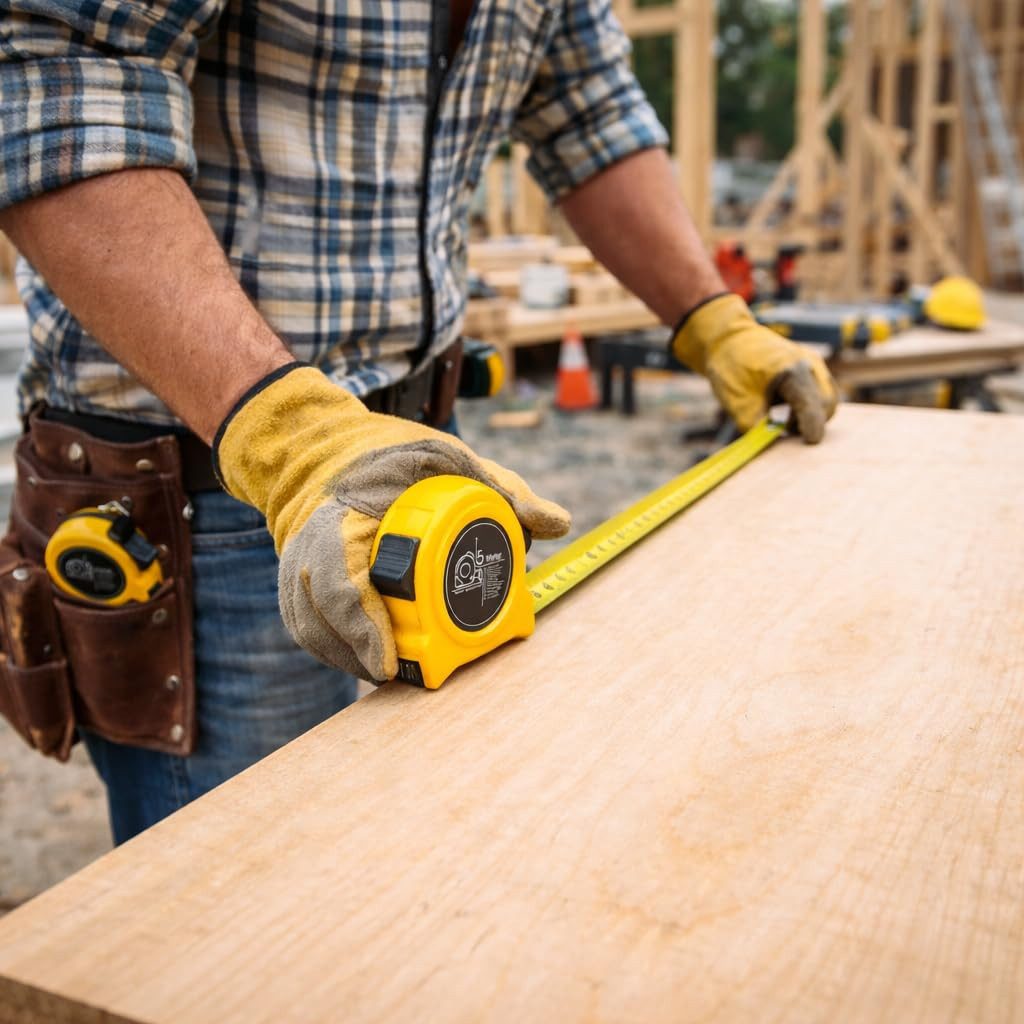 toolmate® Maßband Maßband 10 Meter mit Halterung und Feststeller / Rollmassband, Aufrollsystem, Stop-Funktion, Tragegriff