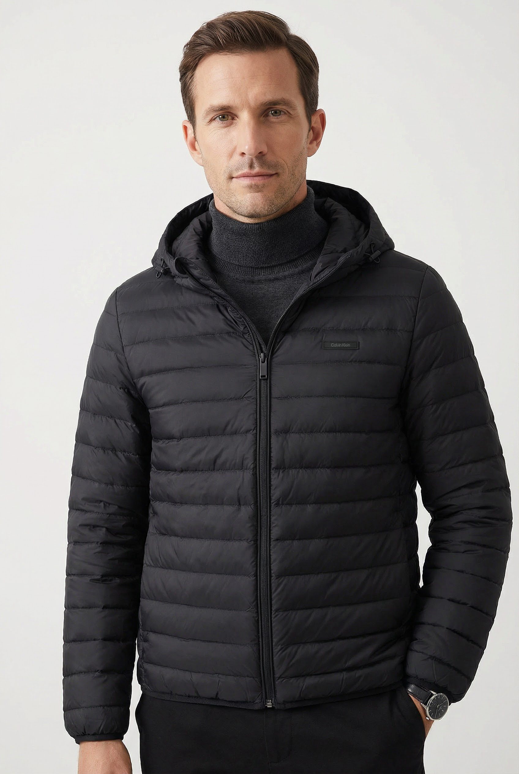Calvin Klein Funktionsjacke LS HOODED NYLON CHANNELED PUFFER Regular fit, m günstig online kaufen