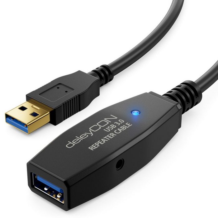 deleyCON deleyCON 7 5m Aktive USB 3.0 Kabel Verlängerung mit 1 Verstärker USB-Kabel