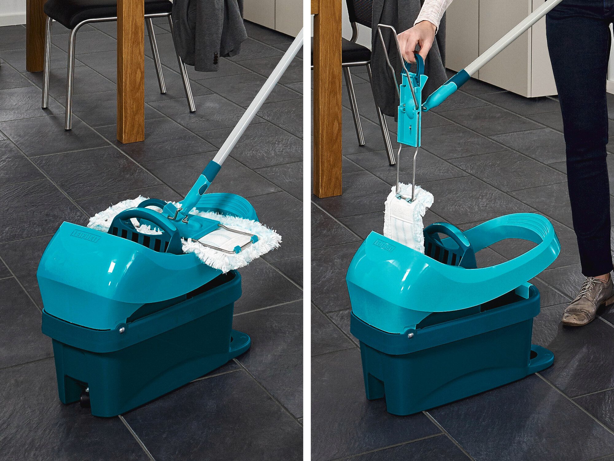 Leifheit Wischmopp Wischtuchpresse Profi XL mit Rollen, (1-St), Auspressen durch Fußbedienung, 8l Fassungsvermögen, mit Rollen