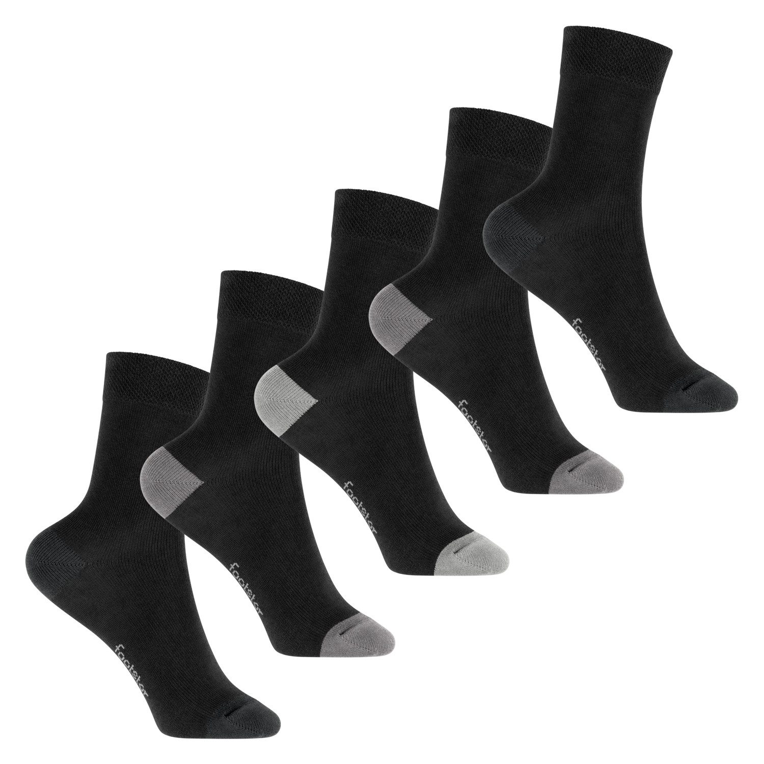 Footstar Basicsocken Kinder Baumwollsocken (10 Paar) Ferse & Spitze abgesetzt – Bild 4 von 4