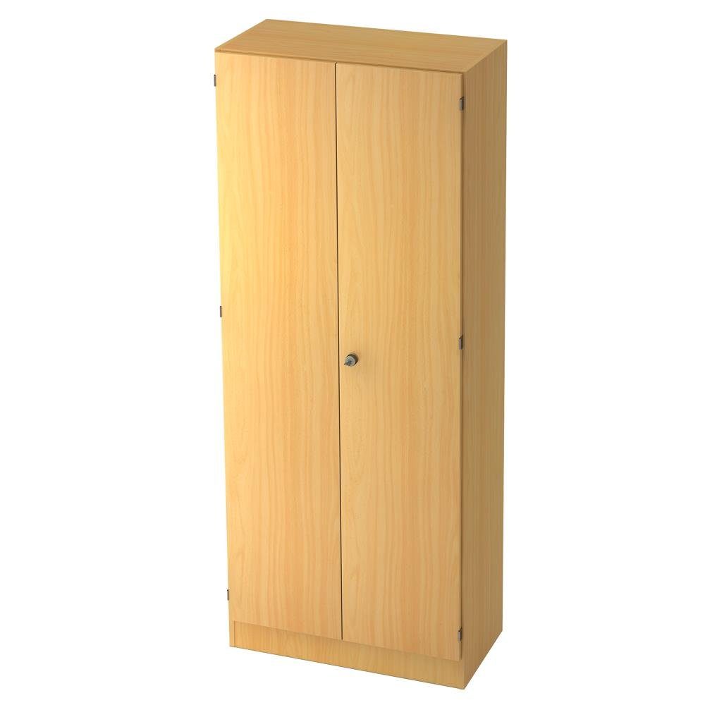 Steelboxx Aktenschrank Holz Aktenschrank mit 4 Fachböden 5OH abschließbar  2004 x 800 x 420 mm (1-St) Spind abschließbar durch, Zylinderschloss inkl.  2 Schlüssel, inkl. 4 Fachböden