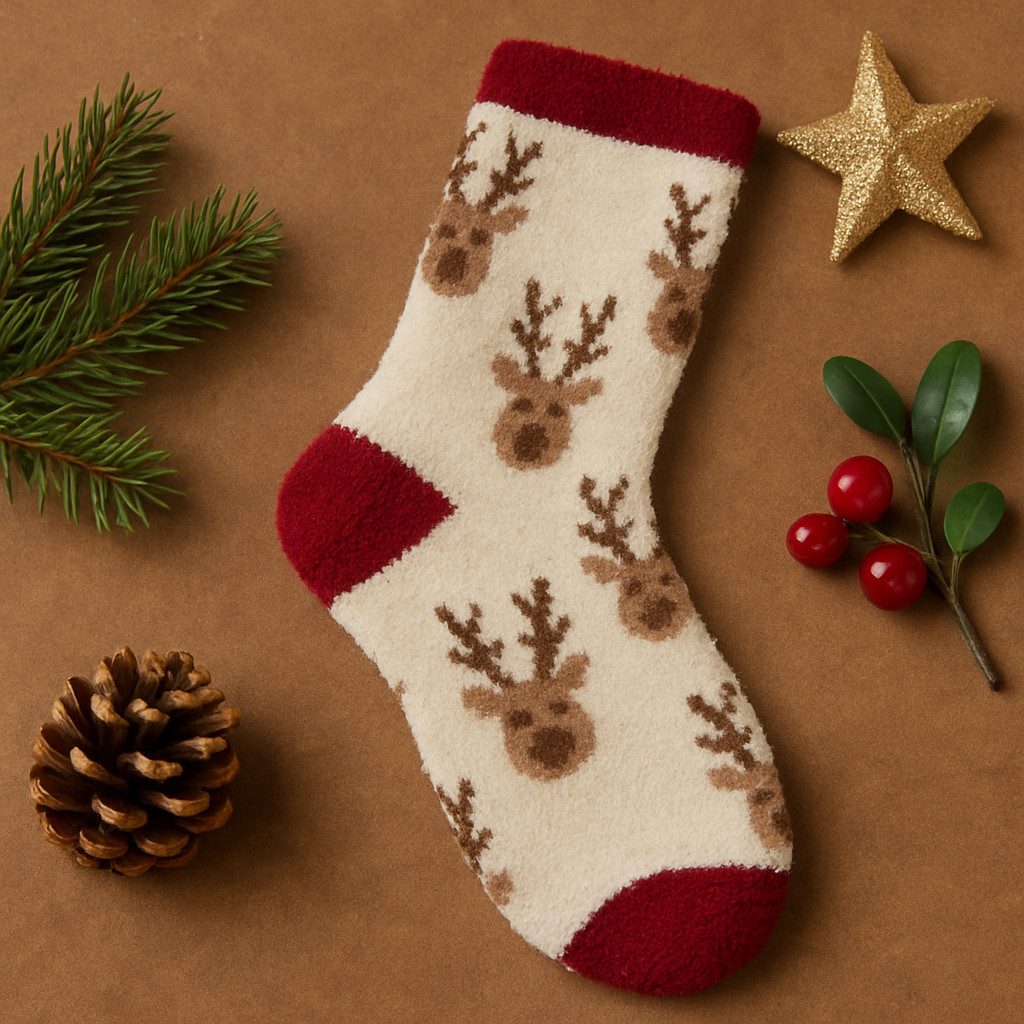 what the shop Kuschelsocken Weihnachts Kuschelsocken Merry Christmas 36–42 Geschenkverpackung Flauschige Weihnachtsfreude zum Verschenken