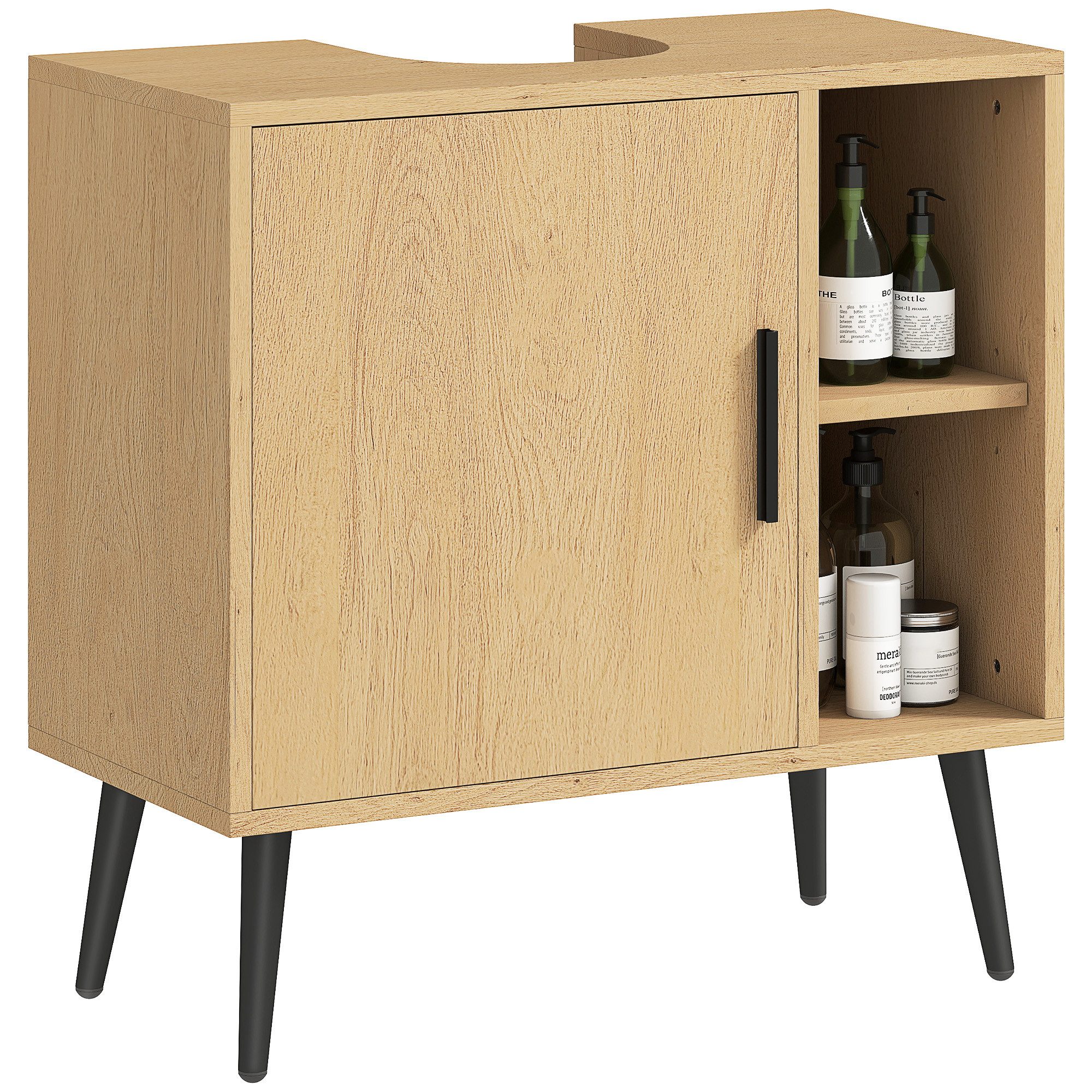 MC Star Waschbeckenunterschrank Waschbeckenunterschrank Bad Softclose Verstellbar Eiche 60x30x59,5cm