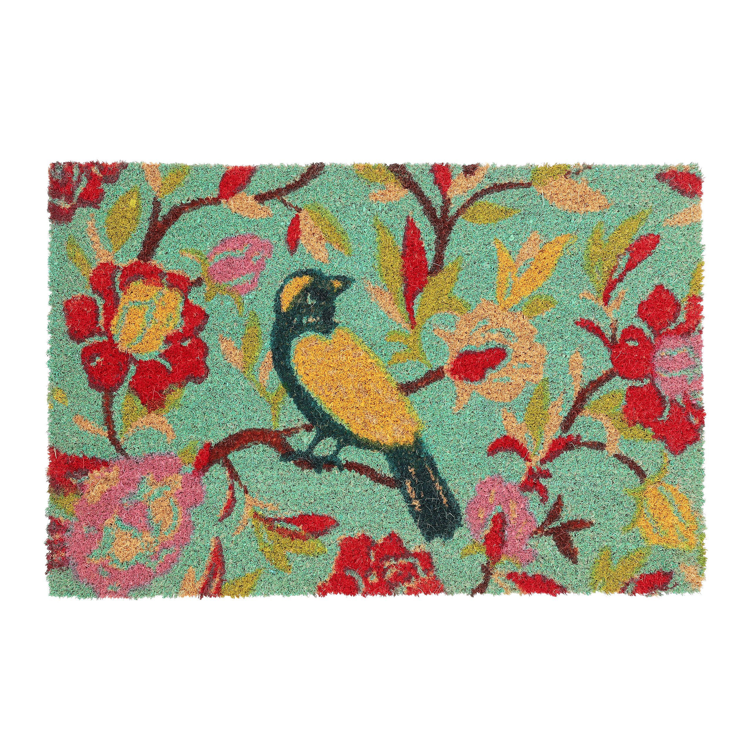 relaxdays Fußmatte Bunte Fußmatte mit Vogel-Motiv, Höhe: 15 mm