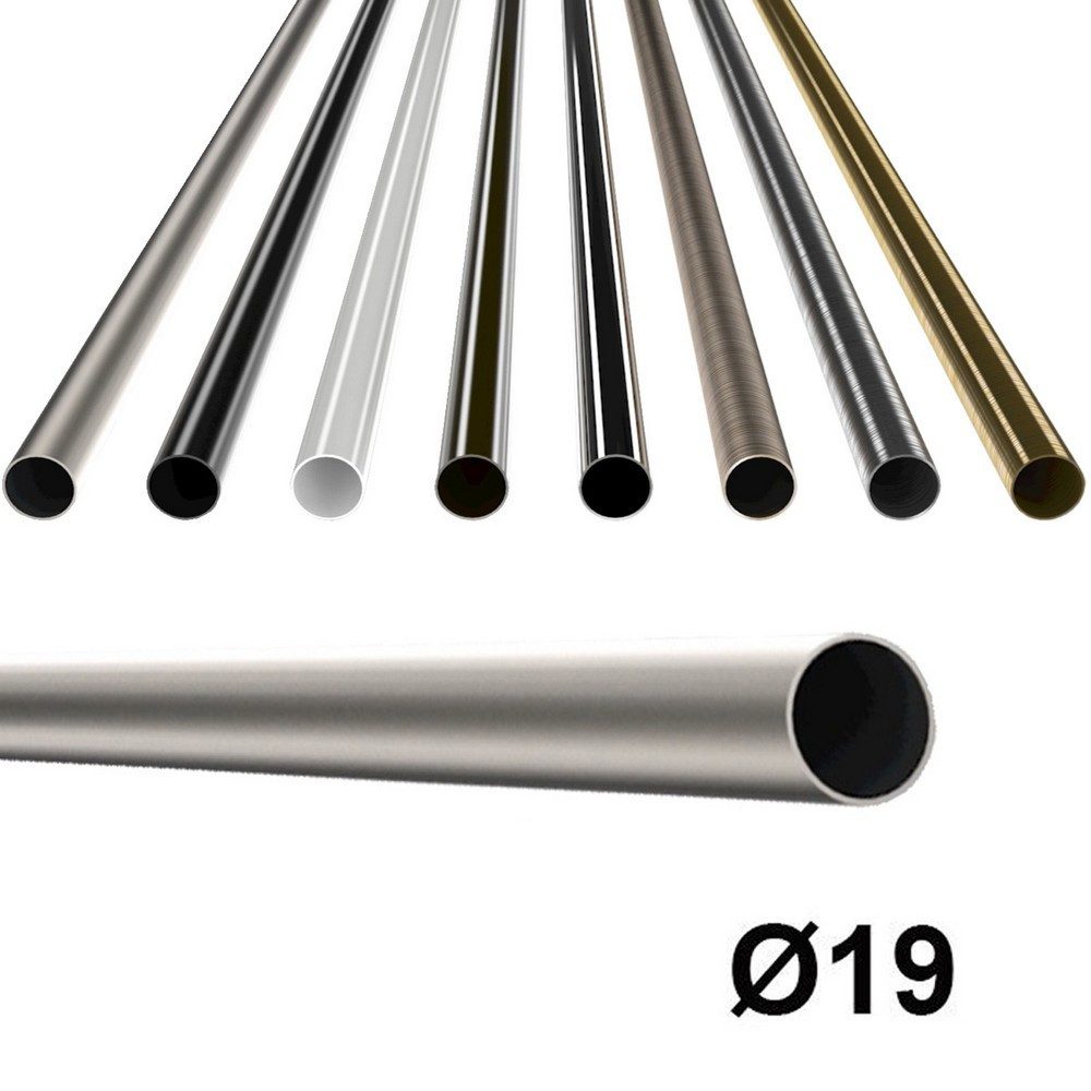 MDEKOR Gardinenstange Gardinenrohr aus Metall – Stahlrohr für Stangen Ø 16, 19 & 25 mm, Ø 19 mm Chrom Matt, Länge 120 cm