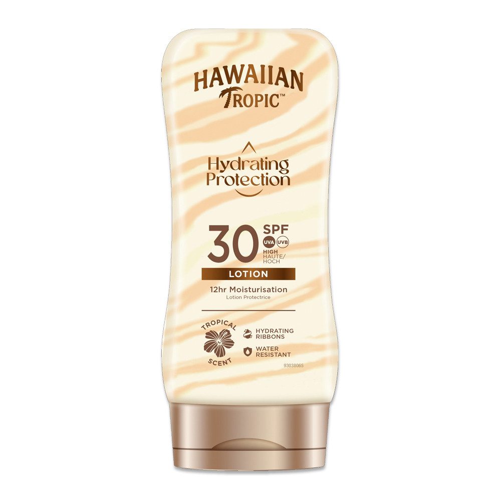 Hawaiian Tropic Sonnenschutzlotion Hydrating Protection Lotion LSF 30 (180 ml), mit wertvollen Seidenproteinen für 12h Feuchtigkeit