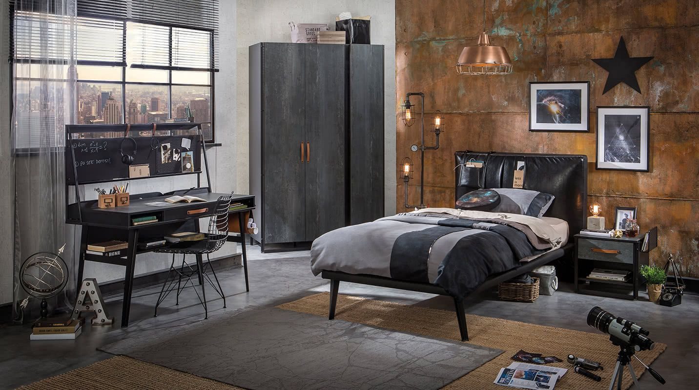 Möbel-Zeit Ausziehbett DARK METAL Bettkasten, 90x190 cm