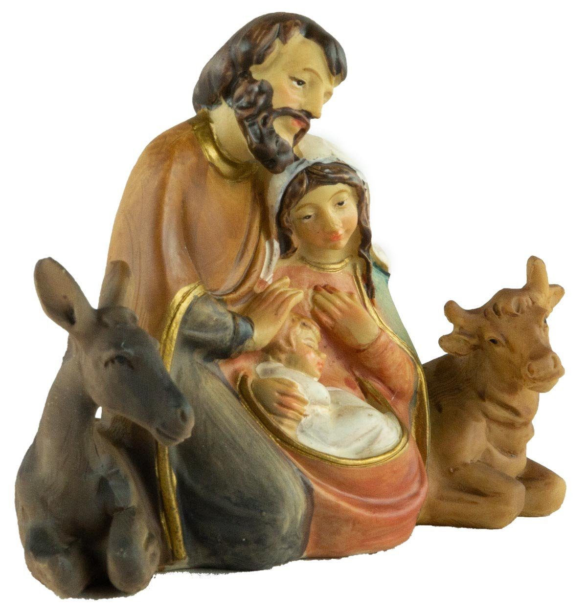 Krippenursel Krippenfigur ca. Krippenfiguren Familie Esel, St), Krippenfigur 9 cm, (1 mit und Heilige 74197 Ochse handbemalte