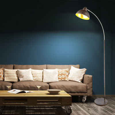 etc-shop LED Stehlampe, Leuchtmittel inklusive, Warmweiß, Stehleuchte rostfarben Retro Wohnzimmerleuchte stehend gold Stehlampe